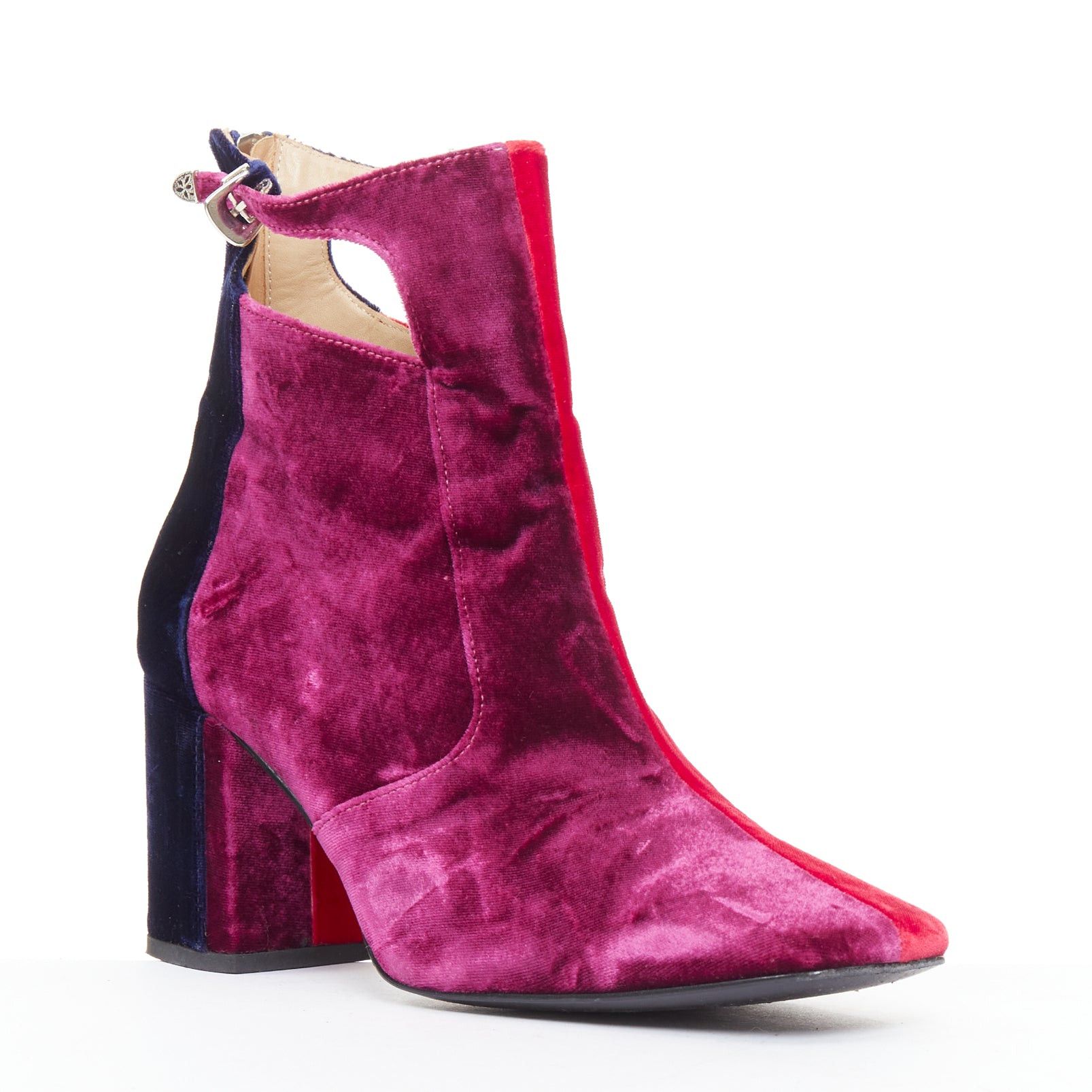 TOGA VIRILIS TOGA ARCHIVES Pulla tricolor velvet square toe ankle booties EU39 Size US 9 / IT 39 - 3 Thumbnail