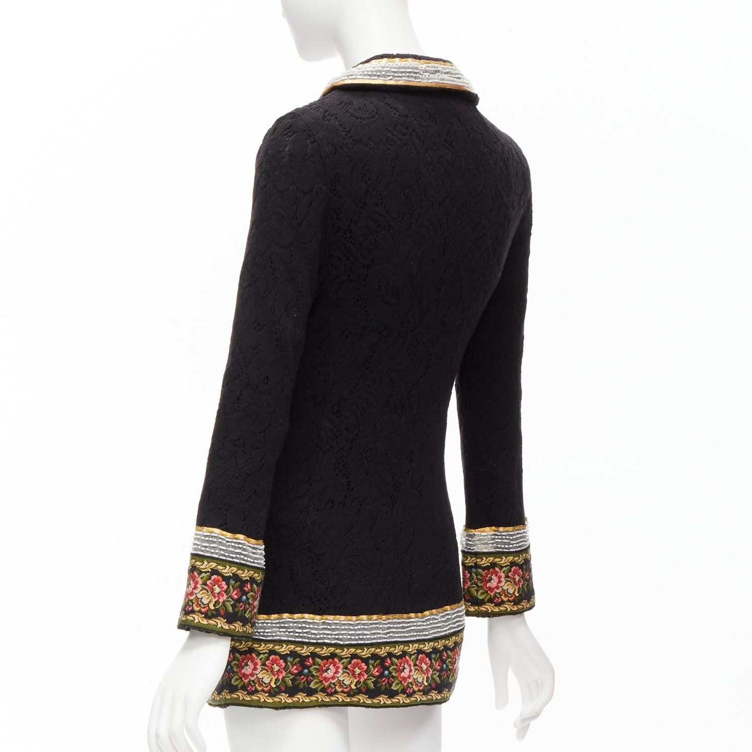 Voyage VOYAGE INVEST IN THE ORIGINAL LONDON red green beaded floral black wool coat L Size M / US 6-8 / IT 42-44 - 6 Thumbnail