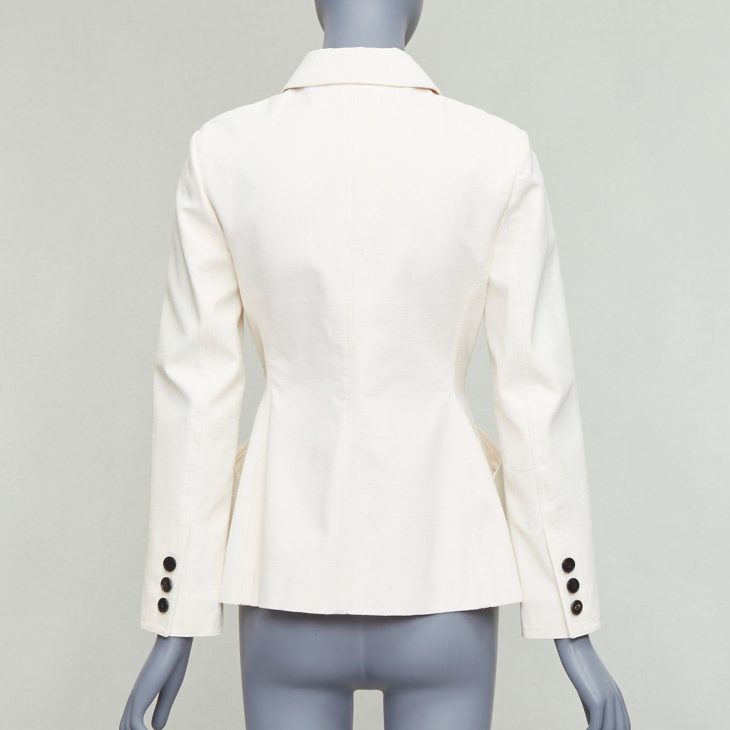 Dior CHRISTIAN DIOR Bar Jacket cream cotton blend canvas contour jacket FR36 S Size S / US 4 / IT 40 - 6 Thumbnail