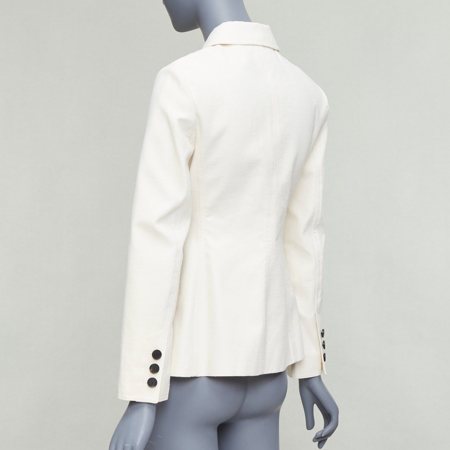 Dior CHRISTIAN DIOR Bar Jacket cream cotton blend canvas contour jacket FR36 S Size S / US 4 / IT 40 - 7 Thumbnail