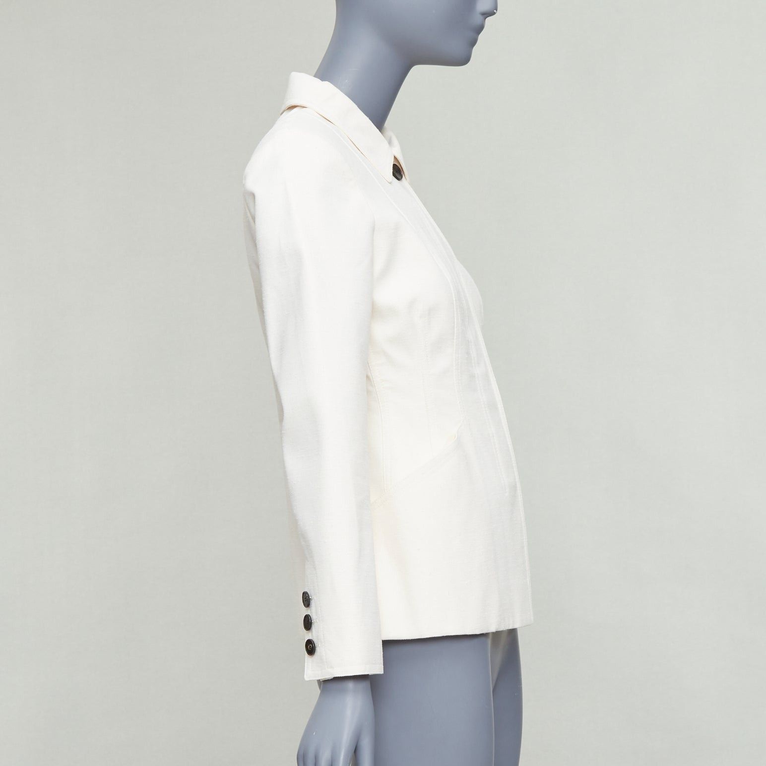 Dior CHRISTIAN DIOR Bar Jacket cream cotton blend canvas contour jacket FR36 S Size S / US 4 / IT 40 - 5 Thumbnail