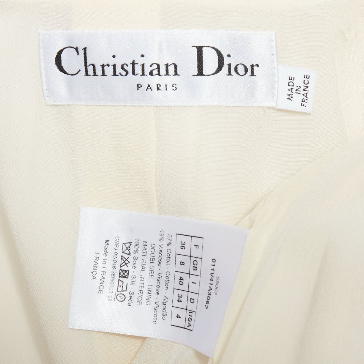 Dior CHRISTIAN DIOR Bar Jacket cream cotton blend canvas contour jacket FR36 S Size S / US 4 / IT 40 - 9 Thumbnail