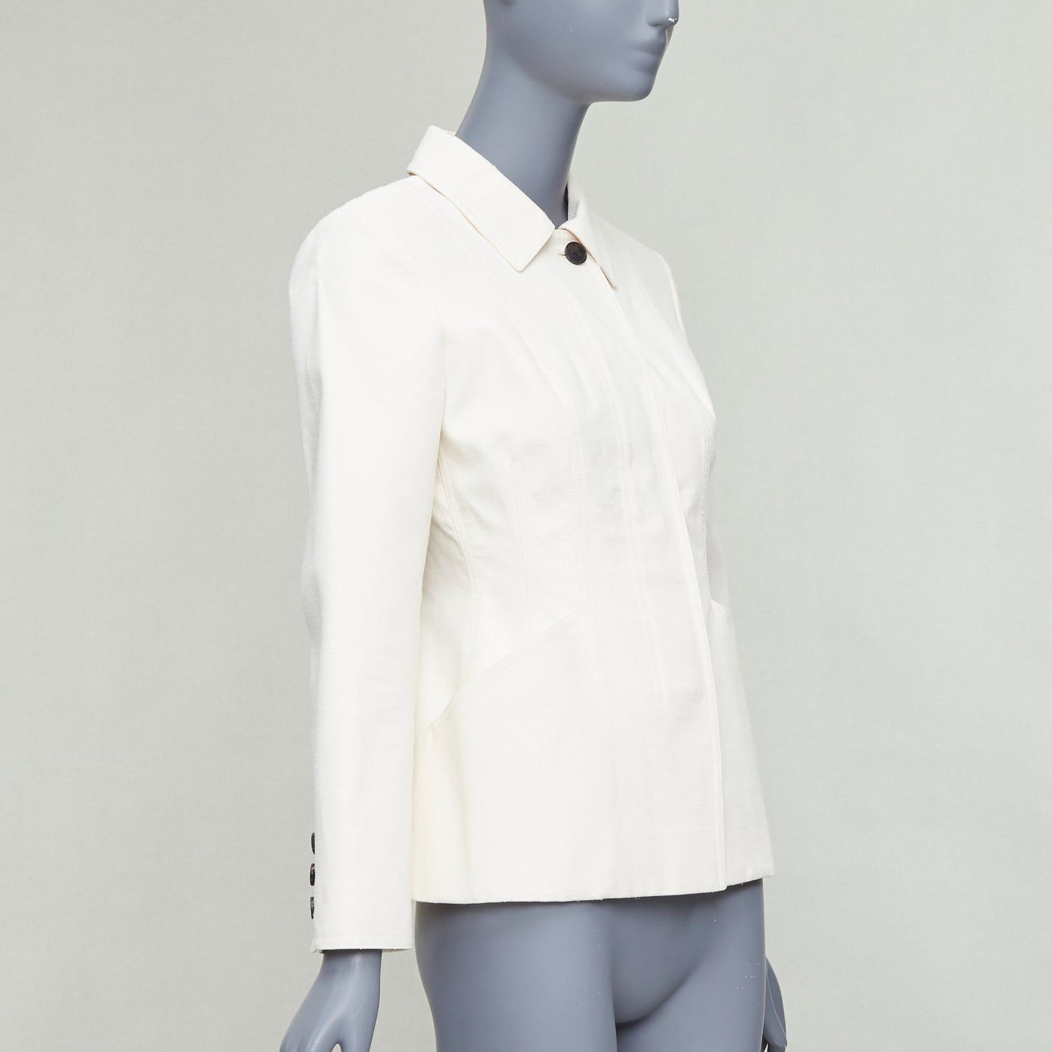 Dior CHRISTIAN DIOR Bar Jacket cream cotton blend canvas contour jacket FR36 S Size S / US 4 / IT 40 - 4 Thumbnail