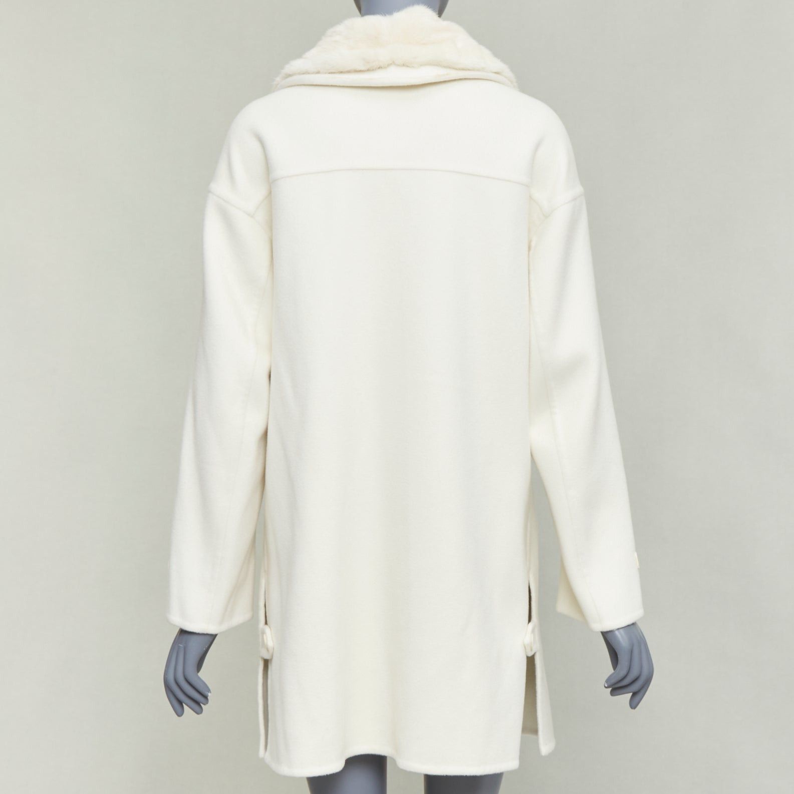 Loro Piana LORO PIANA Baby Cashmere Jubilee cream double face cashmere lambskin fur collar coat S Size S / US 4 / IT 40 - 6 Thumbnail