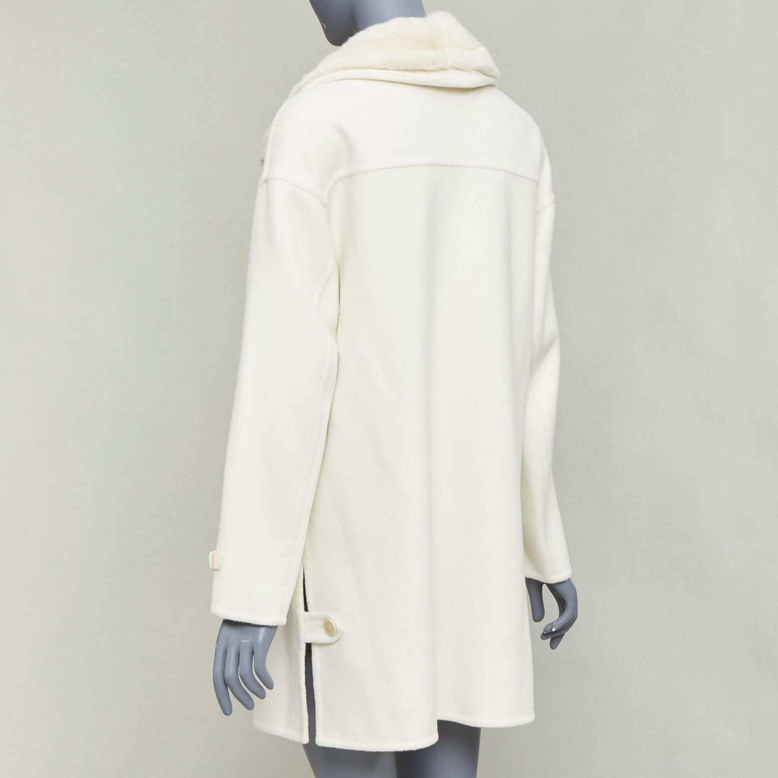 Loro Piana LORO PIANA Baby Cashmere Jubilee cream double face cashmere lambskin fur collar coat S Size S / US 4 / IT 40 - 7 Thumbnail