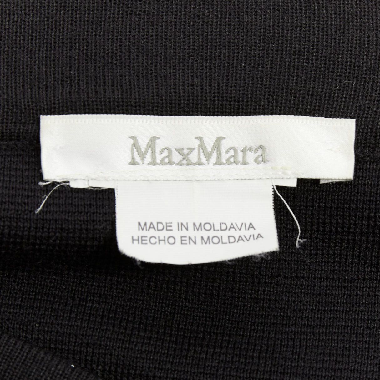 Max Mara MAX MARA black leather patch pocket drape front mid waist midi skirt Size 35" - 10 Thumbnail