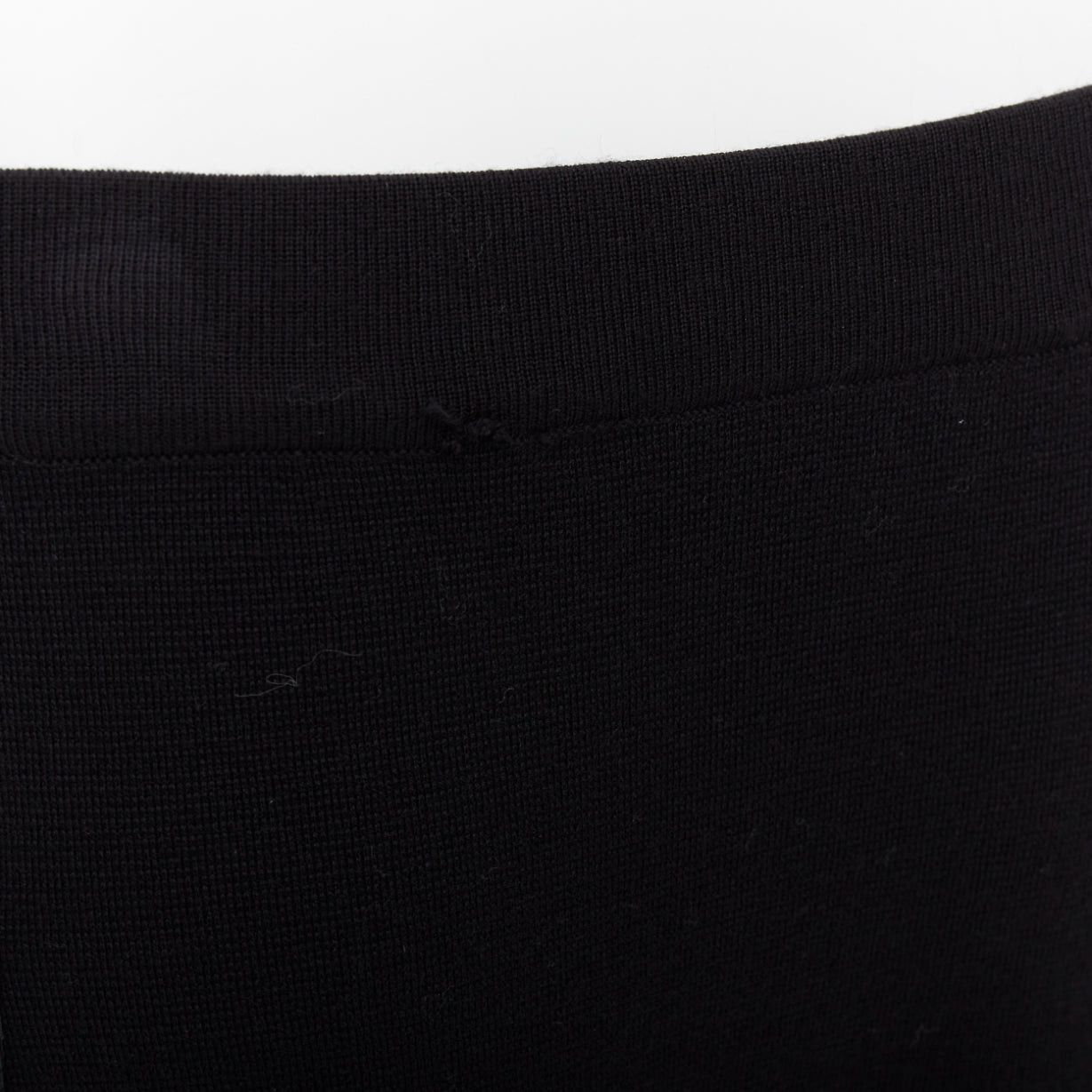 Max Mara MAX MARA black leather patch pocket drape front mid waist midi skirt Size 35" - 9 Thumbnail