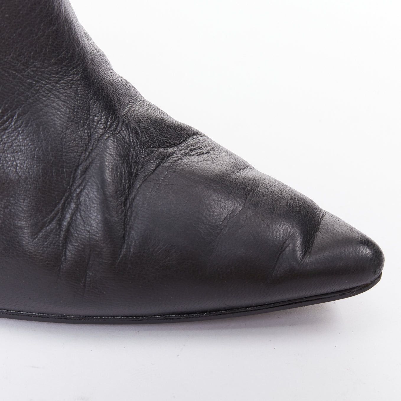Manolo Blahnik MANOLO BLAHNIK black leather pointy toe ankle boot heels EU39.5 Size US 9.5 / IT 39.5 - 7 Thumbnail