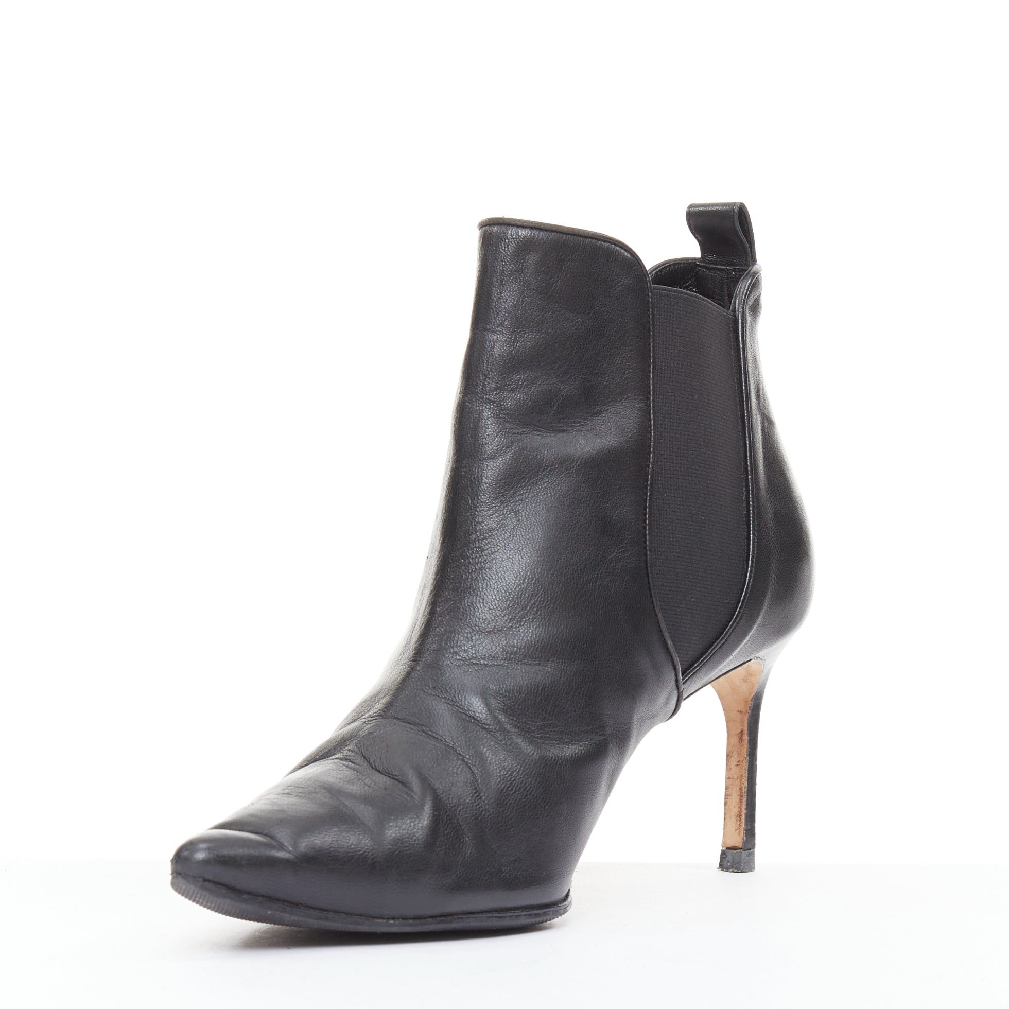 Manolo Blahnik MANOLO BLAHNIK black leather pointy toe ankle boot heels EU39.5 Size US 9.5 / IT 39.5 - 4 Thumbnail