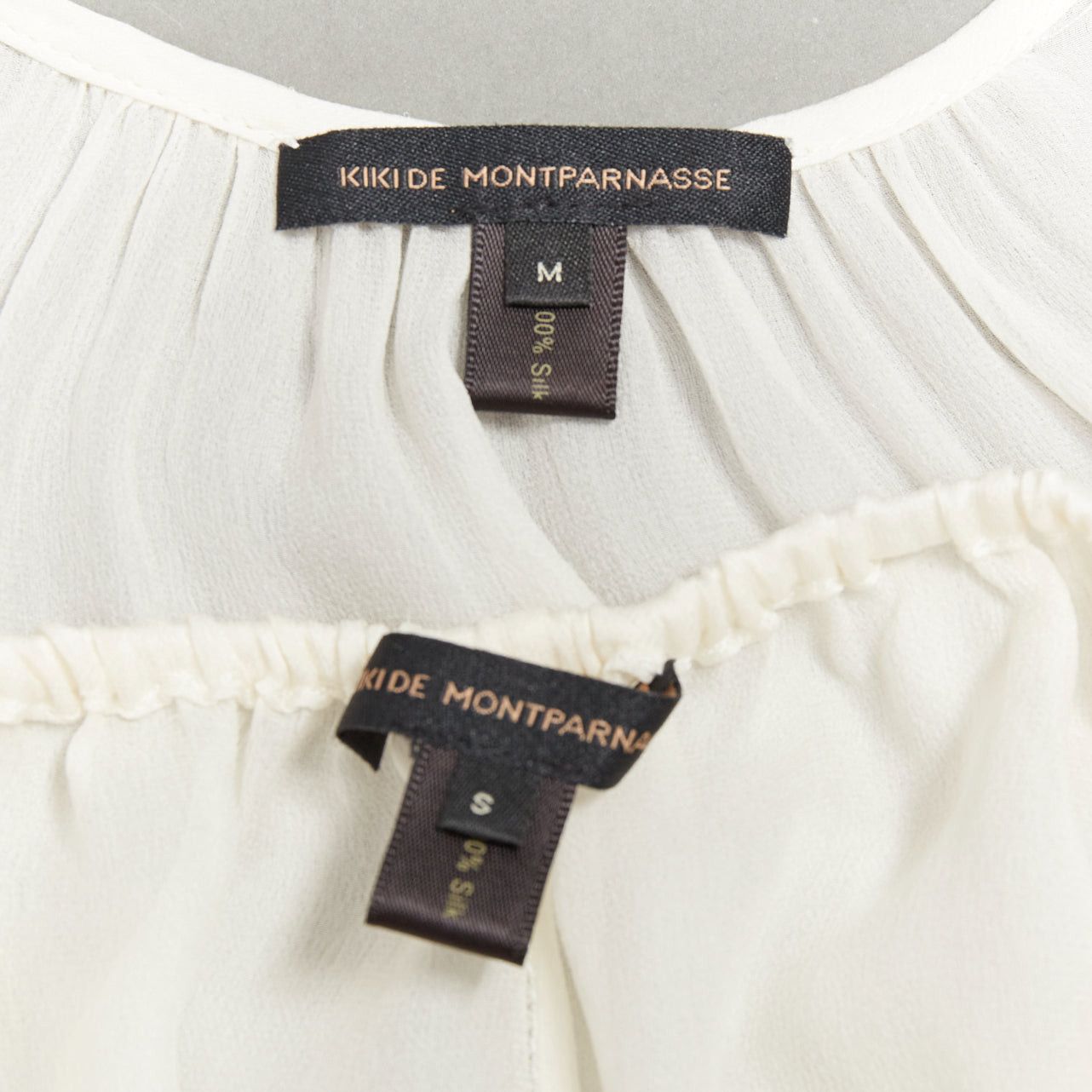 KIKI DE MONTPARNASSE KIKI DE MONTPARNASSE 100% silk cream babydoll bow front tiered bloomer nightwear set M Size M / US 6-8 / IT 42-44 - 10 Thumbnail
