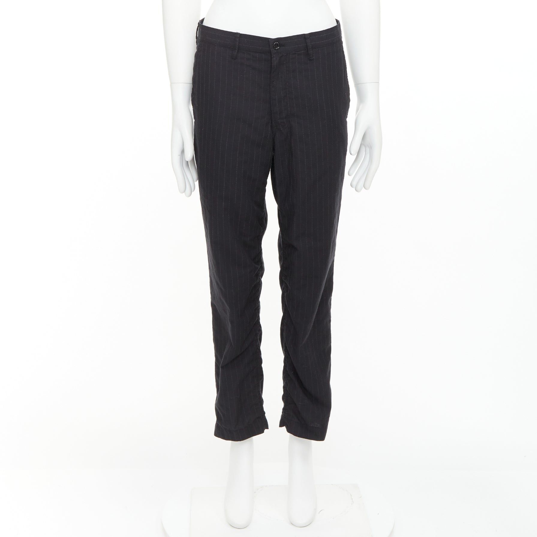 Comme des Garcons COMME DES GARCONS Homme Deux black wooly pinstripe cropped pants S Size US 28 / EU 44 - 9 Thumbnail
