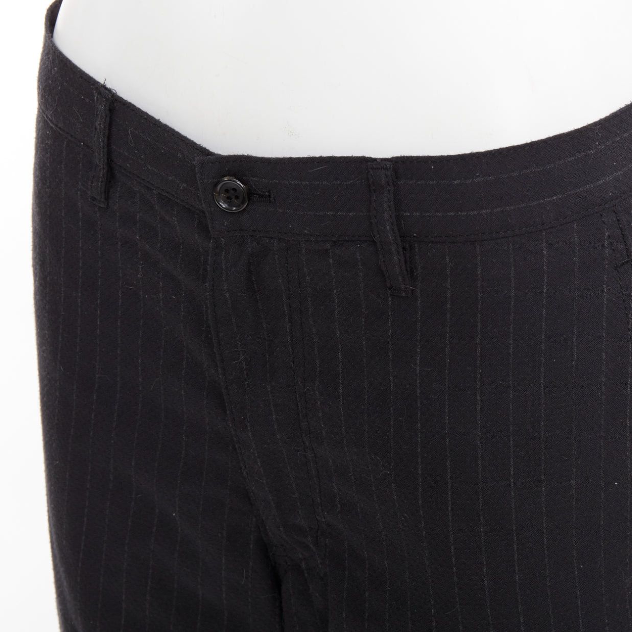 Comme des Garcons COMME DES GARCONS Homme Deux black wooly pinstripe cropped pants S Size US 28 / EU 44 - 2 Thumbnail