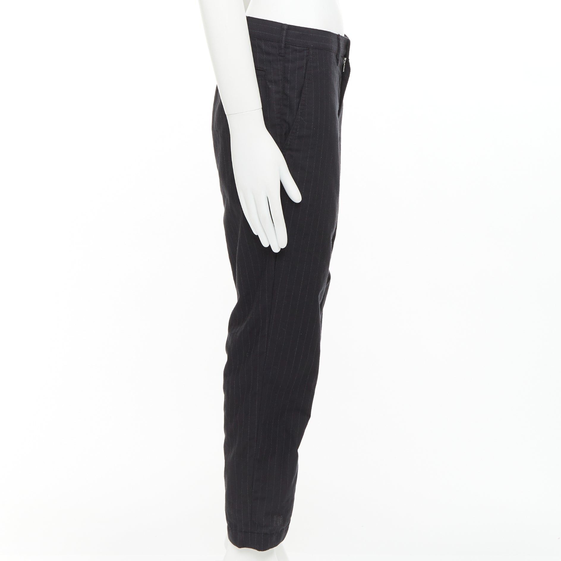 Comme des Garcons COMME DES GARCONS Homme Deux black wooly pinstripe cropped pants S Size US 28 / EU 44 - 4 Thumbnail