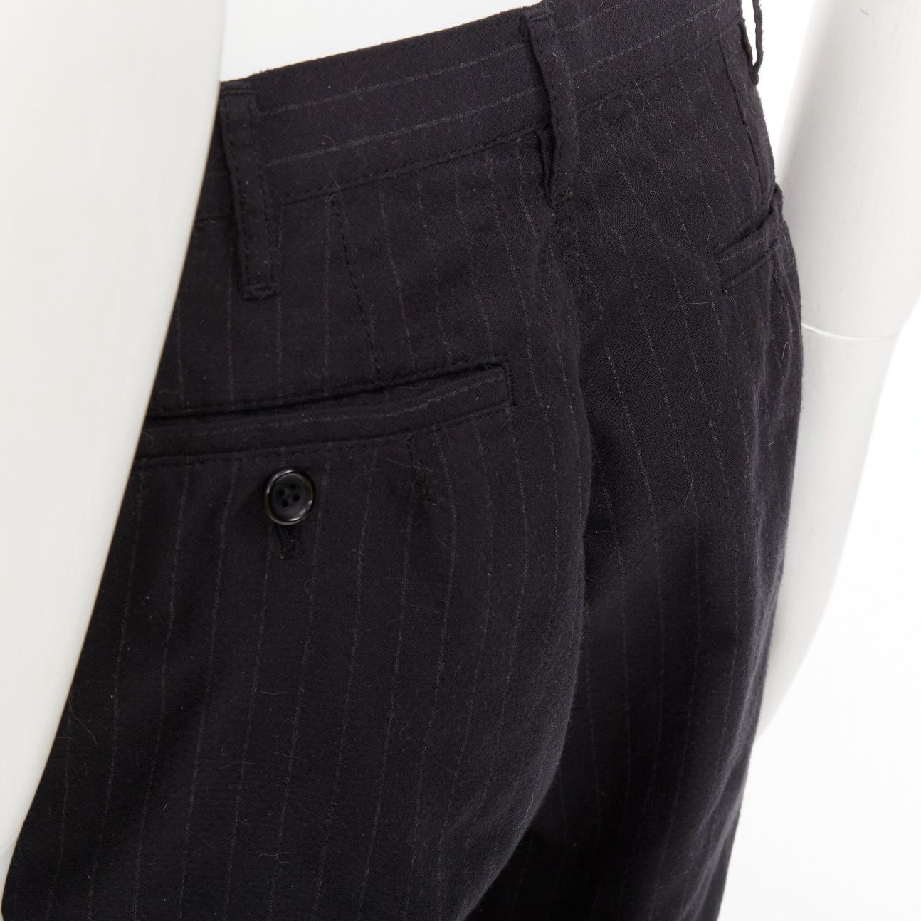 Comme des Garcons COMME DES GARCONS Homme Deux black wooly pinstripe cropped pants S Size US 28 / EU 44 - 7 Thumbnail