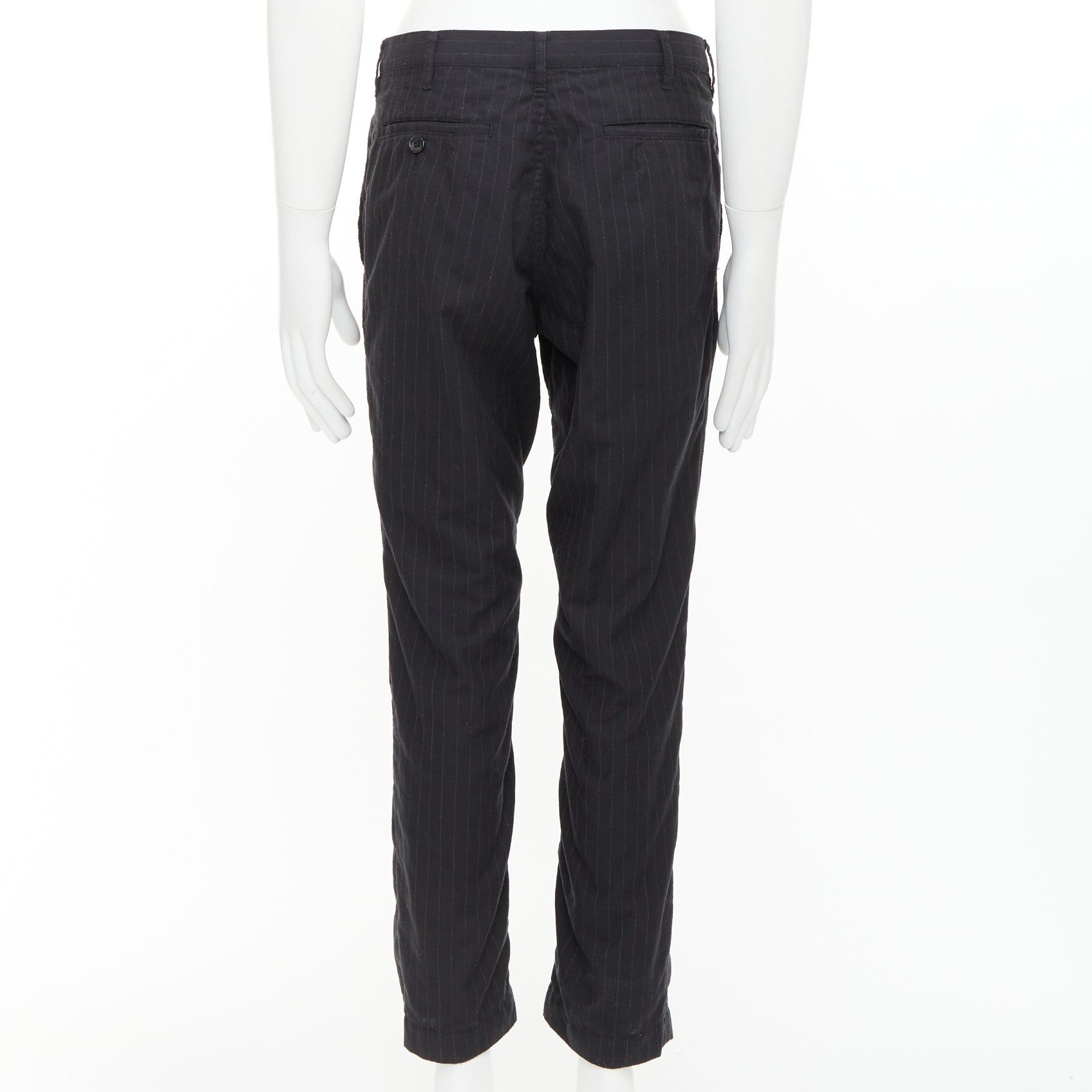 Comme des Garcons COMME DES GARCONS Homme Deux black wooly pinstripe cropped pants S Size US 28 / EU 44 - 5 Thumbnail