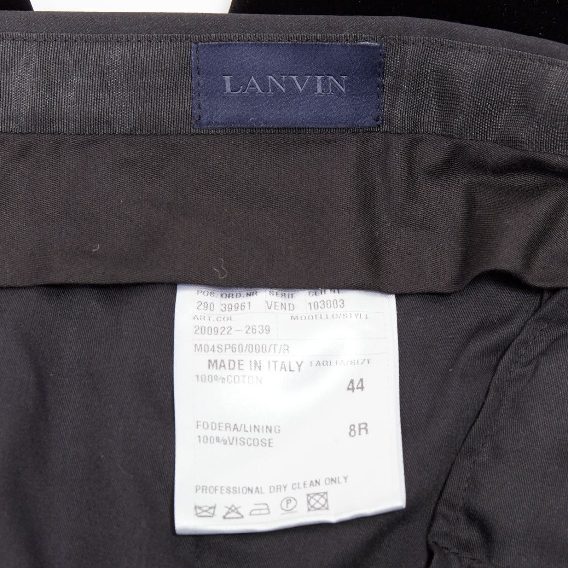 Lanvin LANVIN black cotton velvet satin trim straight leg dress pants FR44 XS Size US 26 / EU 42 - 8 Thumbnail
