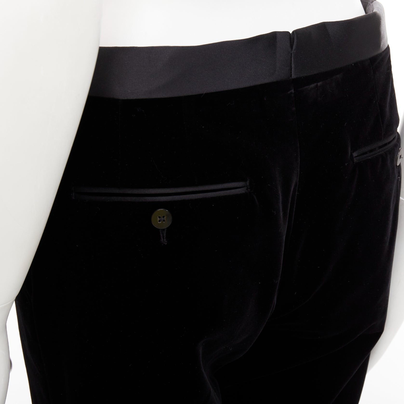 Lanvin LANVIN black cotton velvet satin trim straight leg dress pants FR44 XS Size US 26 / EU 42 - 7 Thumbnail