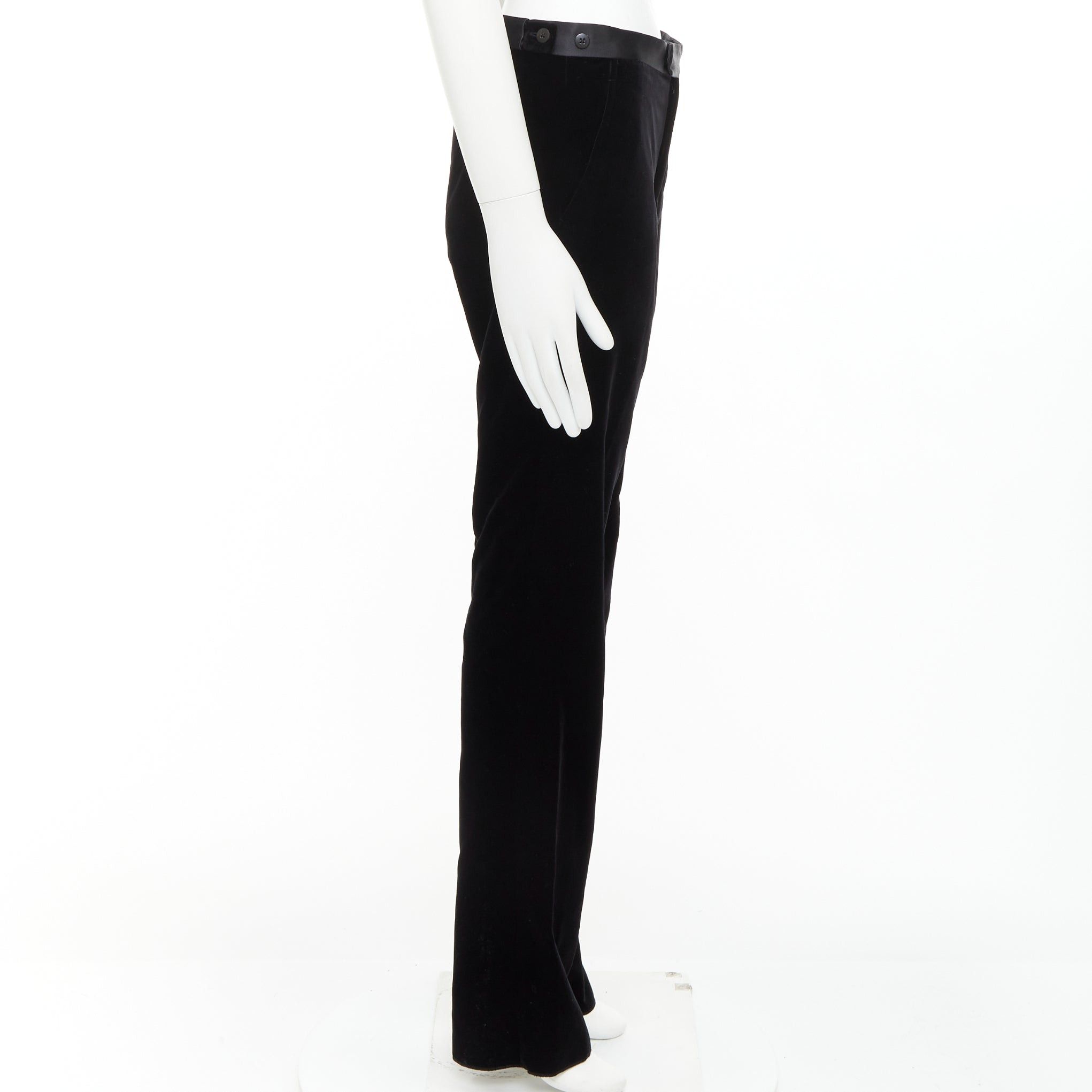 Lanvin LANVIN black cotton velvet satin trim straight leg dress pants FR44 XS Size US 26 / EU 42 - 4 Thumbnail