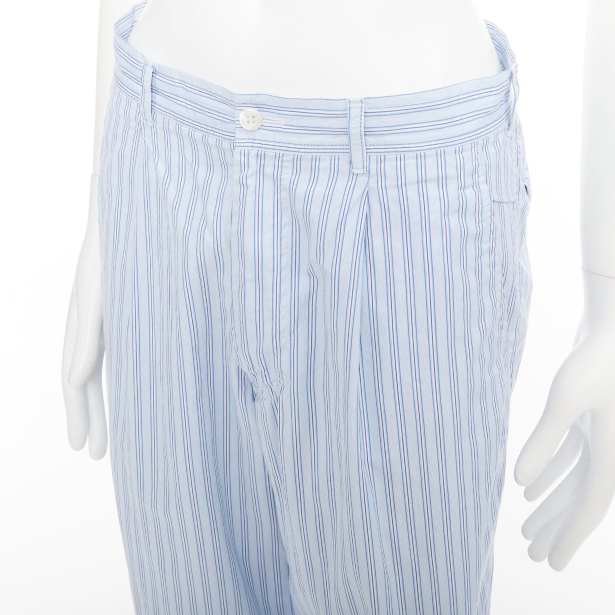 Comme des Garcons COMME DES GARCONS Shirt blue striped cotton poplin mid waist pajama style pants S Size US 28 / EU 44 - 2 Thumbnail
