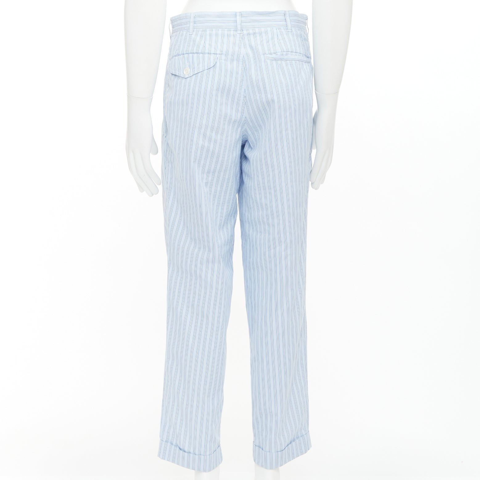 Comme des Garcons COMME DES GARCONS Shirt blue striped cotton poplin mid waist pajama style pants S Size US 28 / EU 44 - 5 Thumbnail
