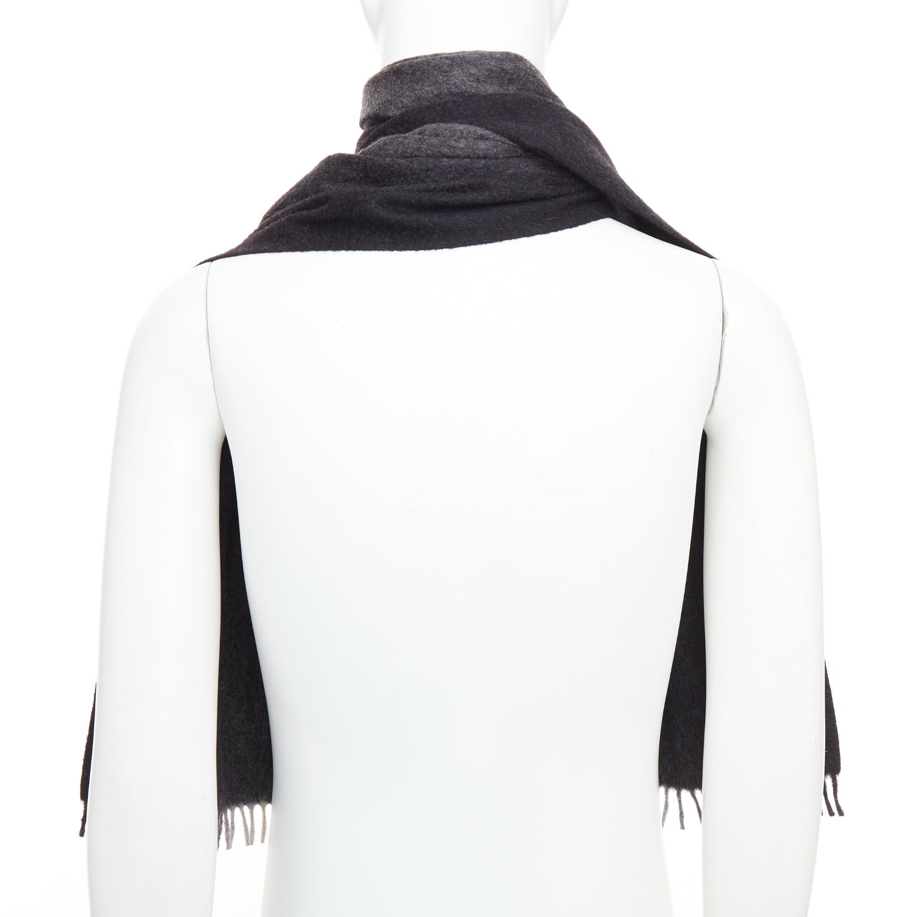 Prada PRADA 2011 grey black 100% cashmere ombre fringe long scarf Size ONE SIZE - 5 Thumbnail