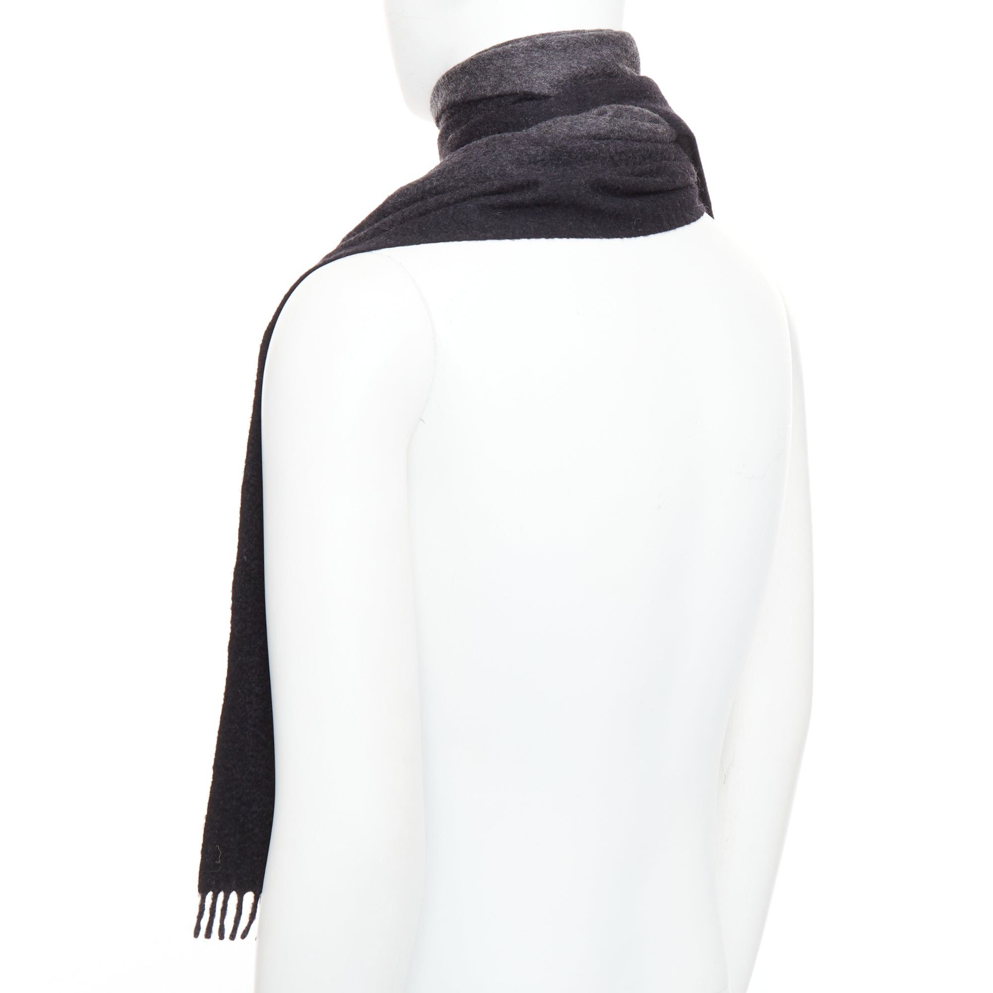 Prada PRADA 2011 grey black 100% cashmere ombre fringe long scarf Size ONE SIZE - 6 Thumbnail
