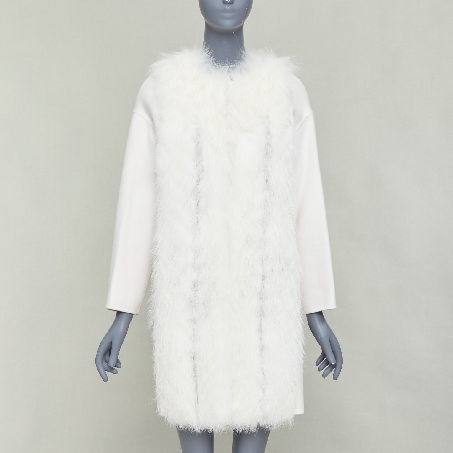Fendi FENDI cream fox fur double faced cashmere long coat IT36 XXS Size XS / US 0-2 / IT 36-38 - 3 Thumbnail