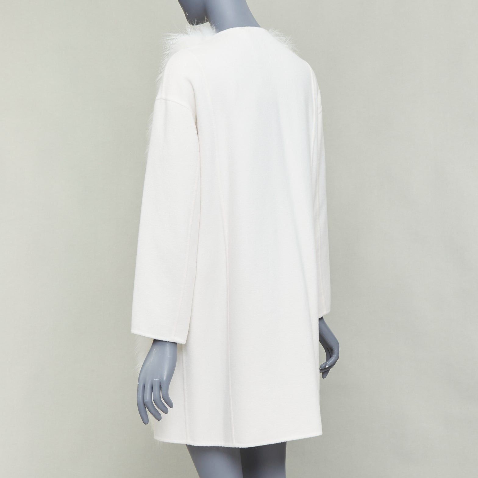 Fendi FENDI cream fox fur double faced cashmere long coat IT36 XXS Size XS / US 0-2 / IT 36-38 - 7 Thumbnail