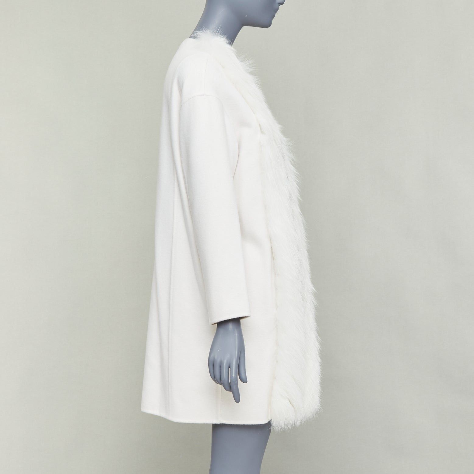 Fendi FENDI cream fox fur double faced cashmere long coat IT36 XXS Size XS / US 0-2 / IT 36-38 - 5 Thumbnail