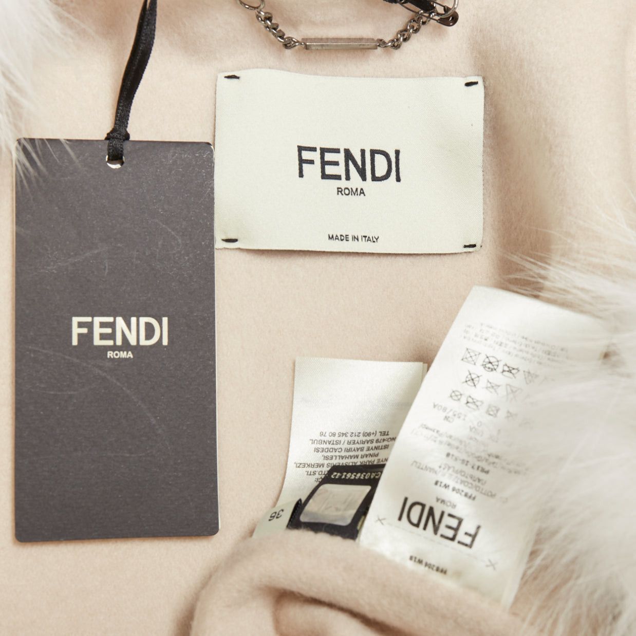 Fendi FENDI cream fox fur double faced cashmere long coat IT36 XXS Size XS / US 0-2 / IT 36-38 - 9 Thumbnail