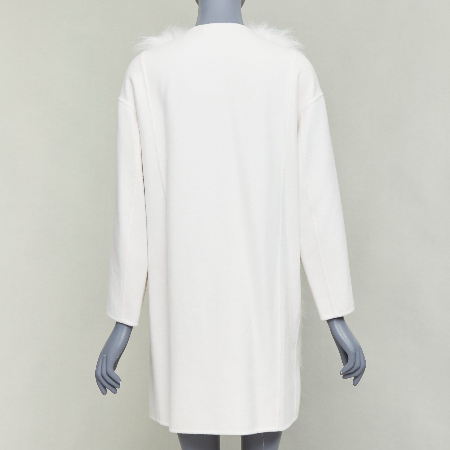 Fendi FENDI cream fox fur double faced cashmere long coat IT36 XXS Size XS / US 0-2 / IT 36-38 - 6 Thumbnail