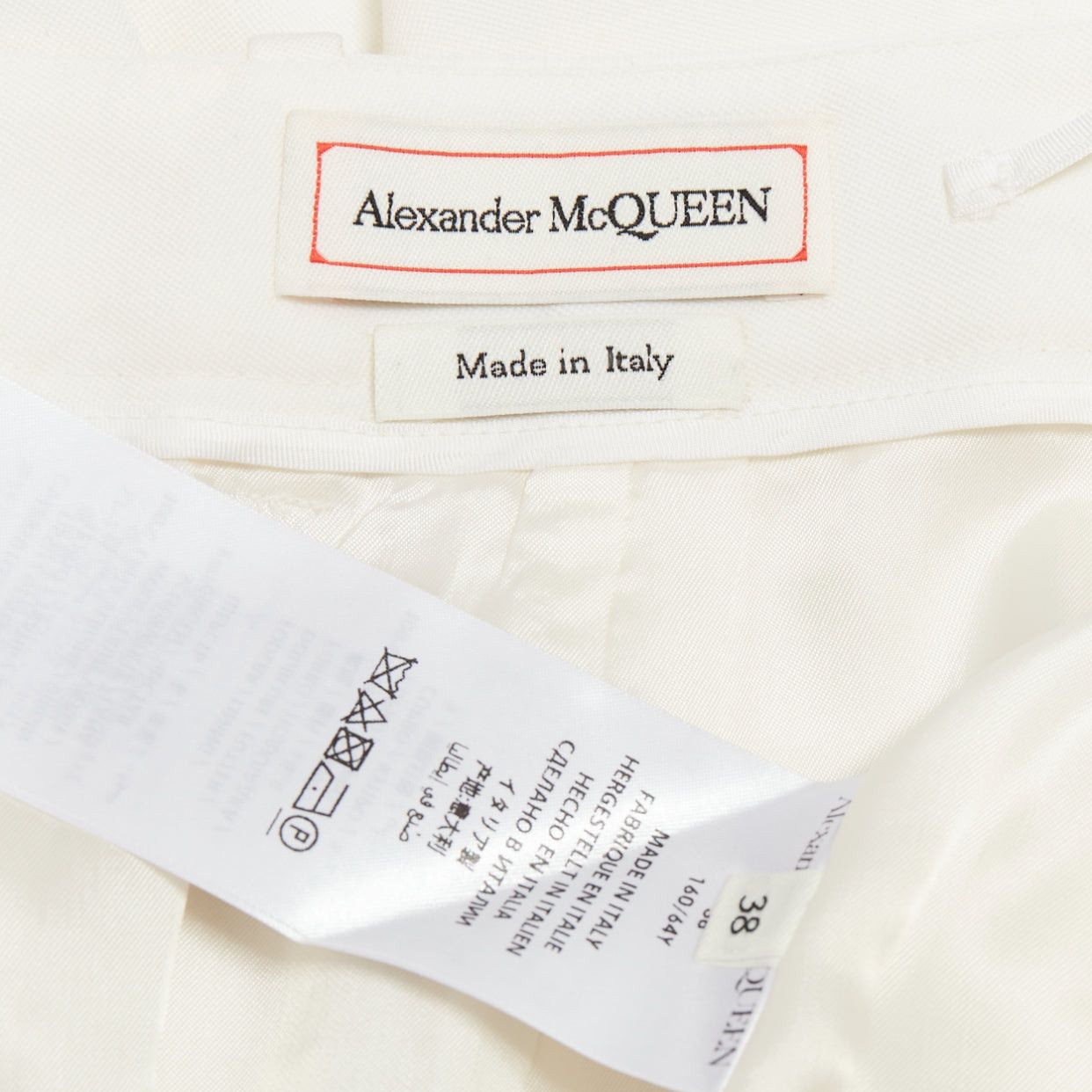 Alexander McQueen ALEXANDER MCQUEEN 2020 cream virgin wool curved side seam pants IT38 XS Size 26" / US 2 / IT 38 - 8 Thumbnail