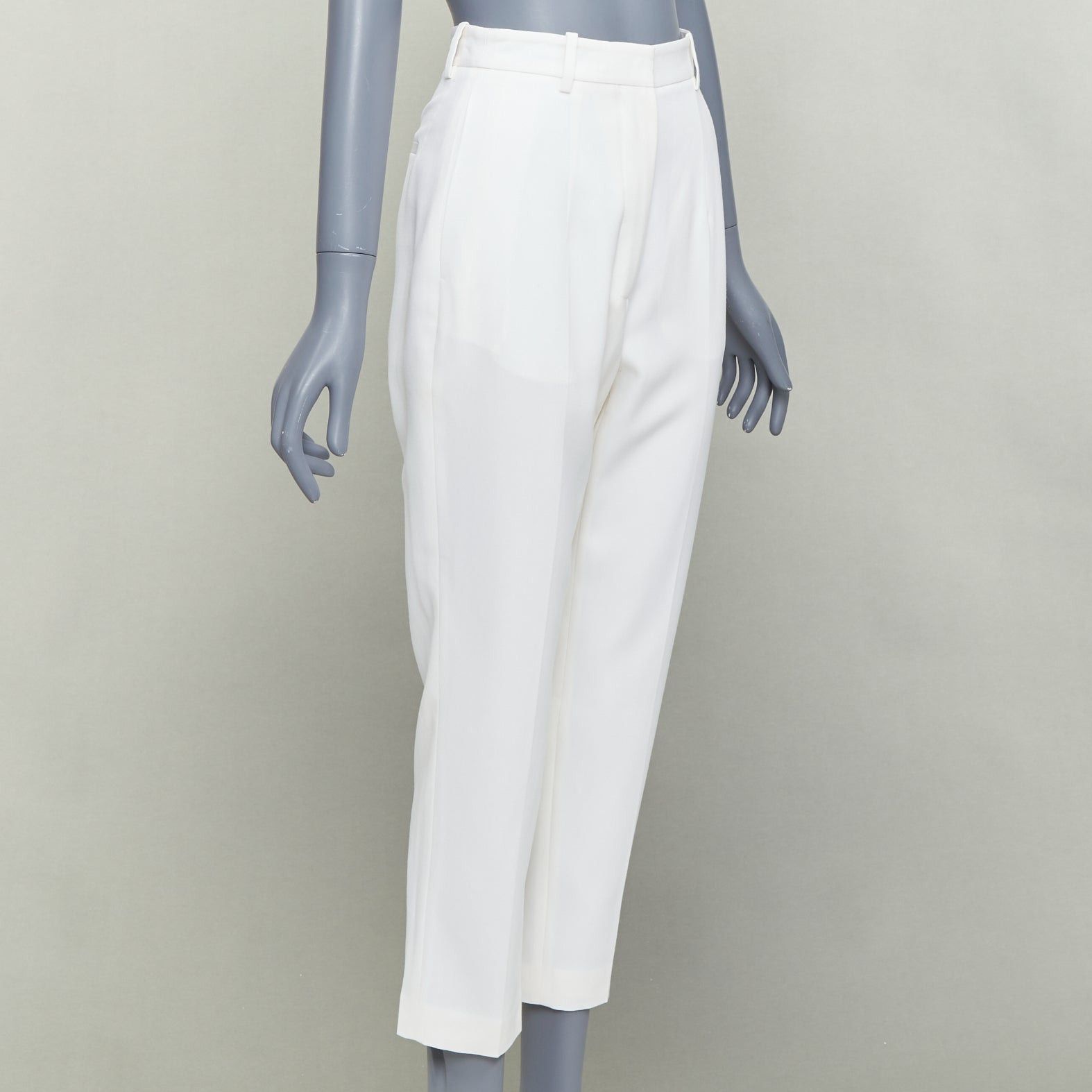 Alexander McQueen ALEXANDER MCQUEEN 2020 cream virgin wool curved side seam pants IT38 XS Size 26" / US 2 / IT 38 - 3 Thumbnail