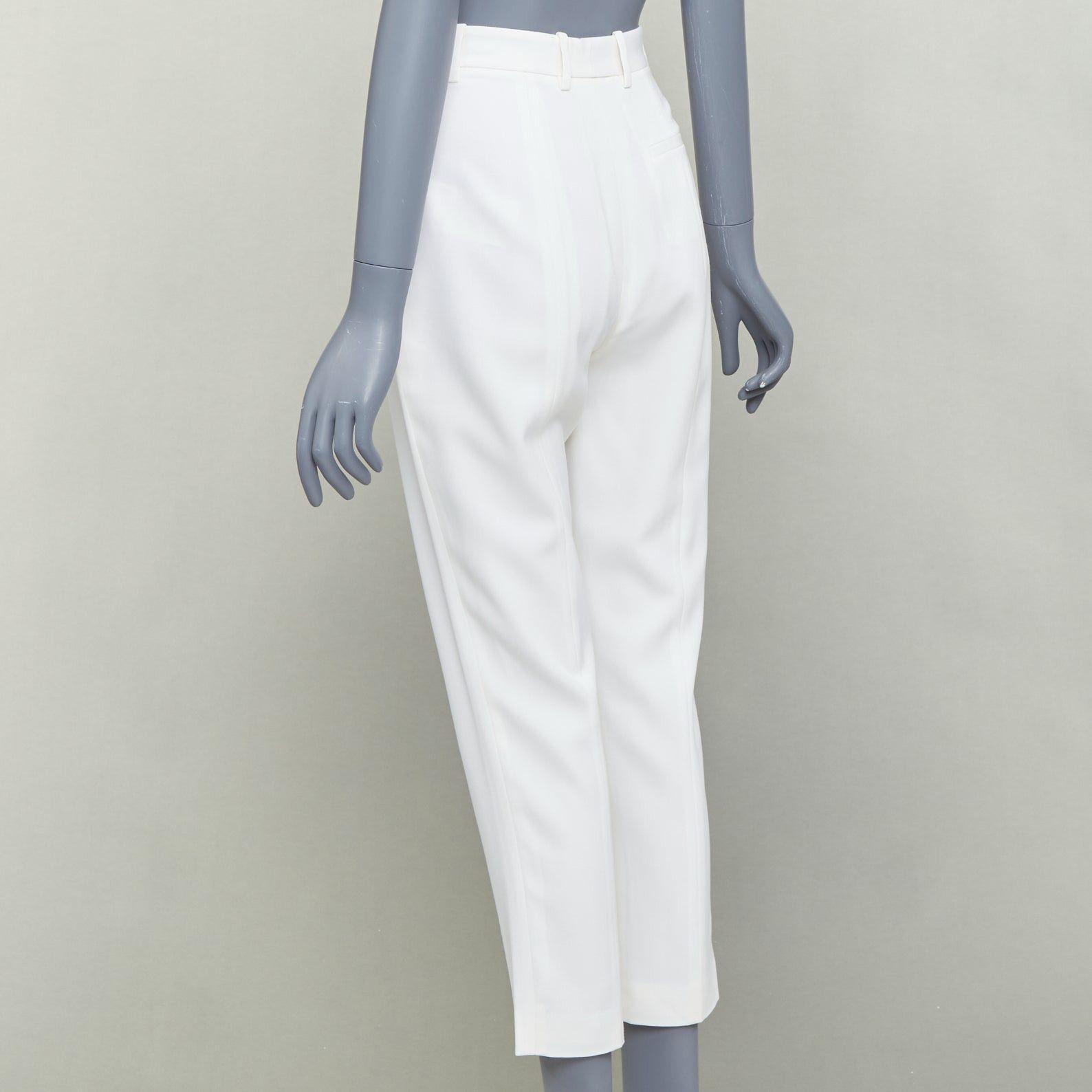 Alexander McQueen ALEXANDER MCQUEEN 2020 cream virgin wool curved side seam pants IT38 XS Size 26" / US 2 / IT 38 - 6 Thumbnail