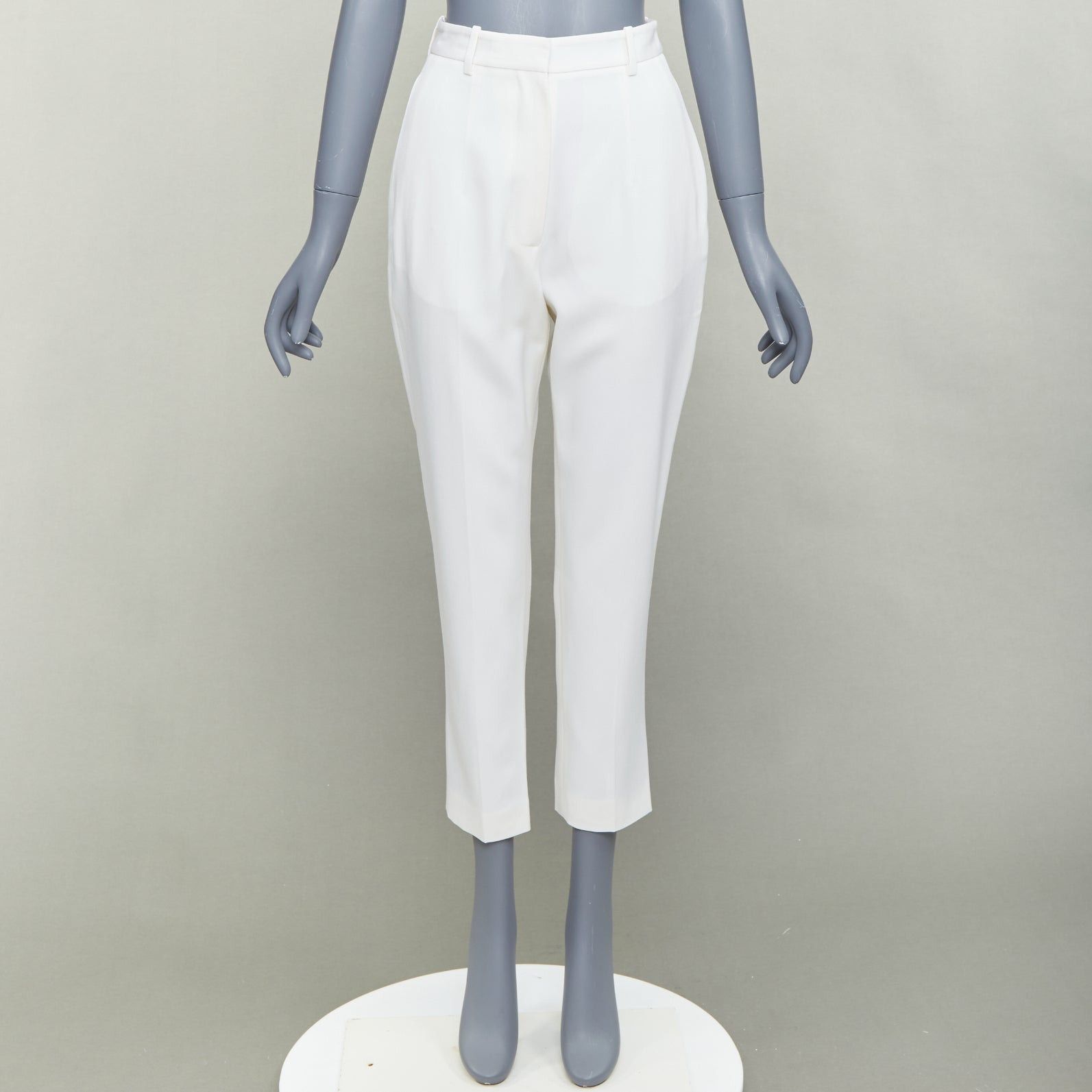Alexander McQueen ALEXANDER MCQUEEN 2020 cream virgin wool curved side seam pants IT38 XS Size 26" / US 2 / IT 38 - 9 Thumbnail