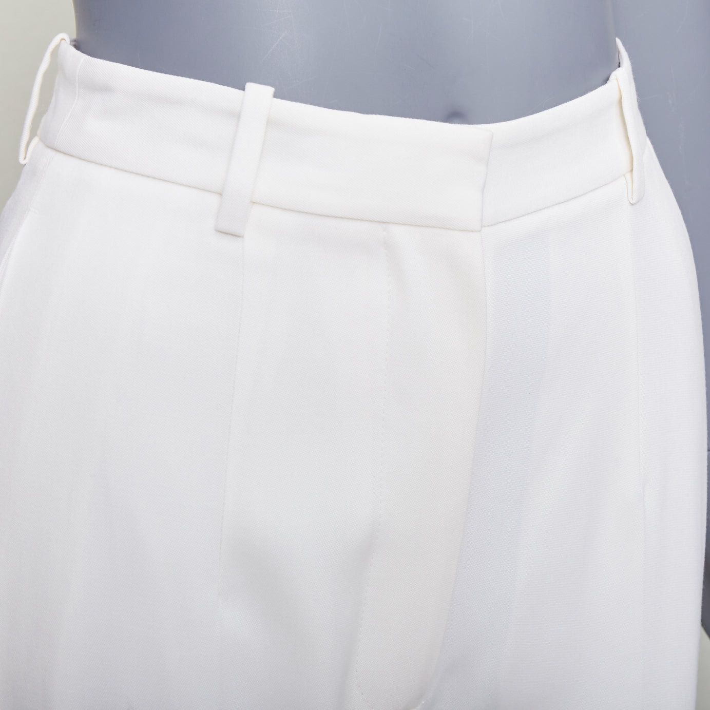 Alexander McQueen ALEXANDER MCQUEEN 2020 cream virgin wool curved side seam pants IT38 XS Size 26" / US 2 / IT 38 - 7 Thumbnail
