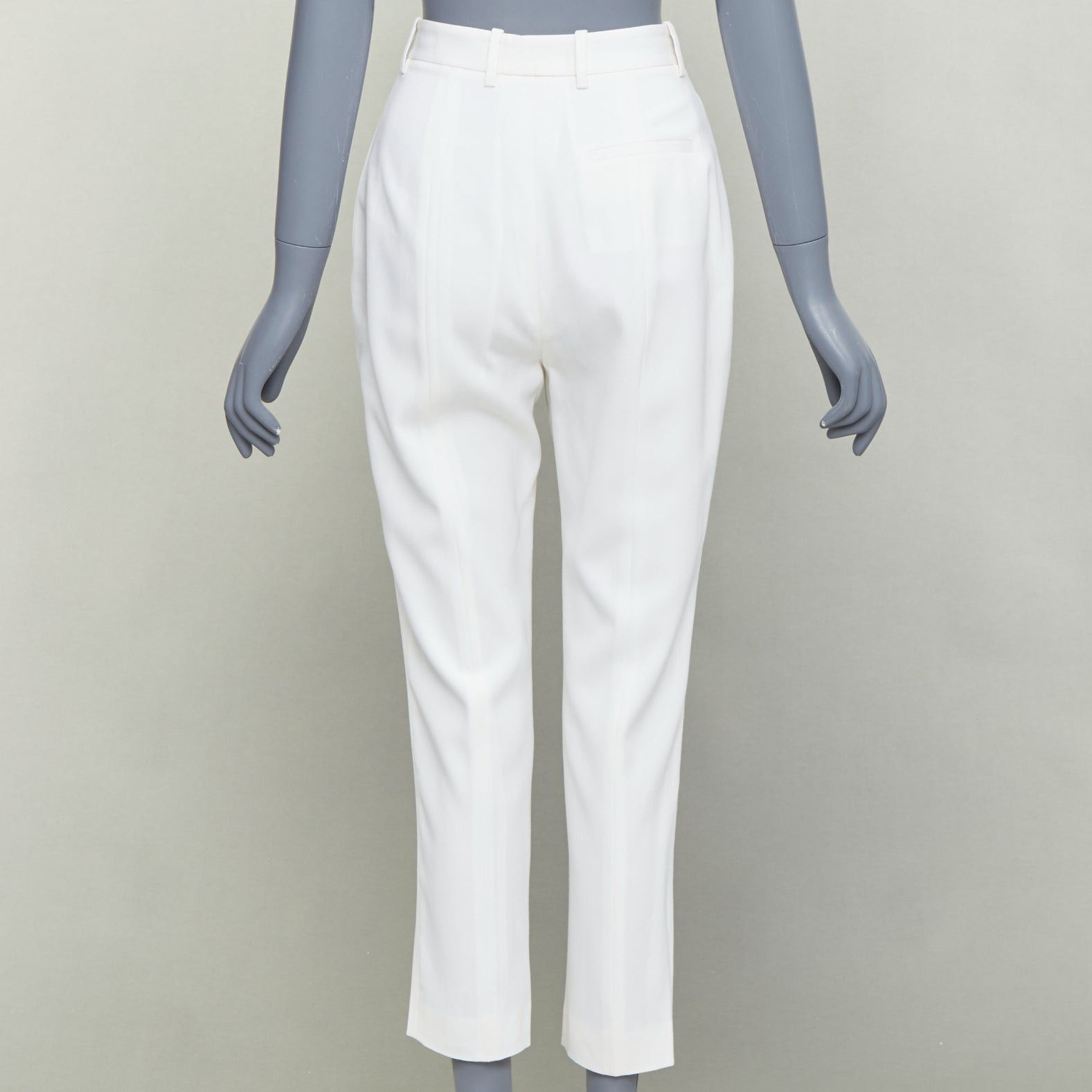 Alexander McQueen ALEXANDER MCQUEEN 2020 cream virgin wool curved side seam pants IT38 XS Size 26" / US 2 / IT 38 - 5 Thumbnail