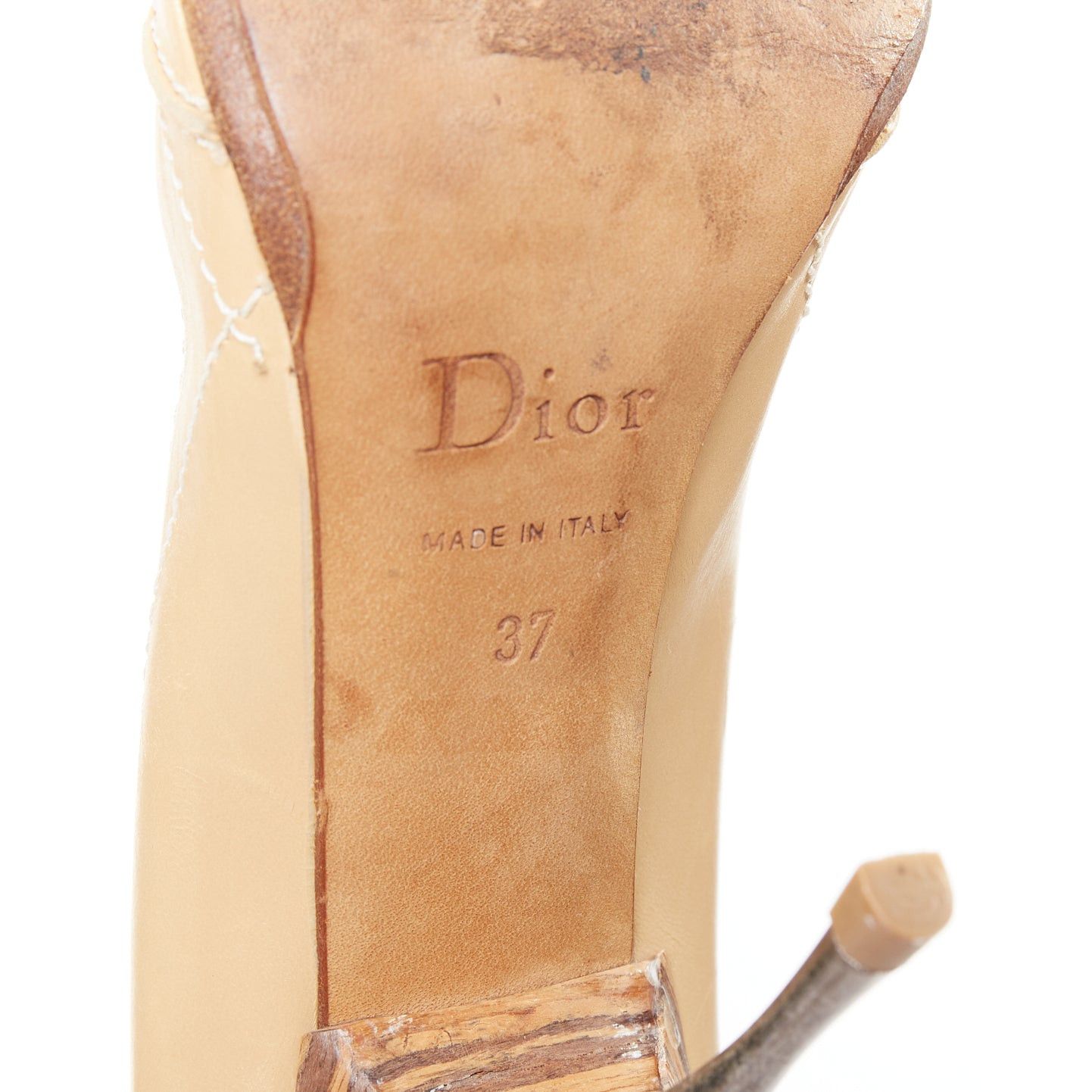 Dior rare CHRISTIAN DIOR John Galliano Vintage beige leather wood detail pumps EU37 Size US 7 / IT 37 - 10 Thumbnail