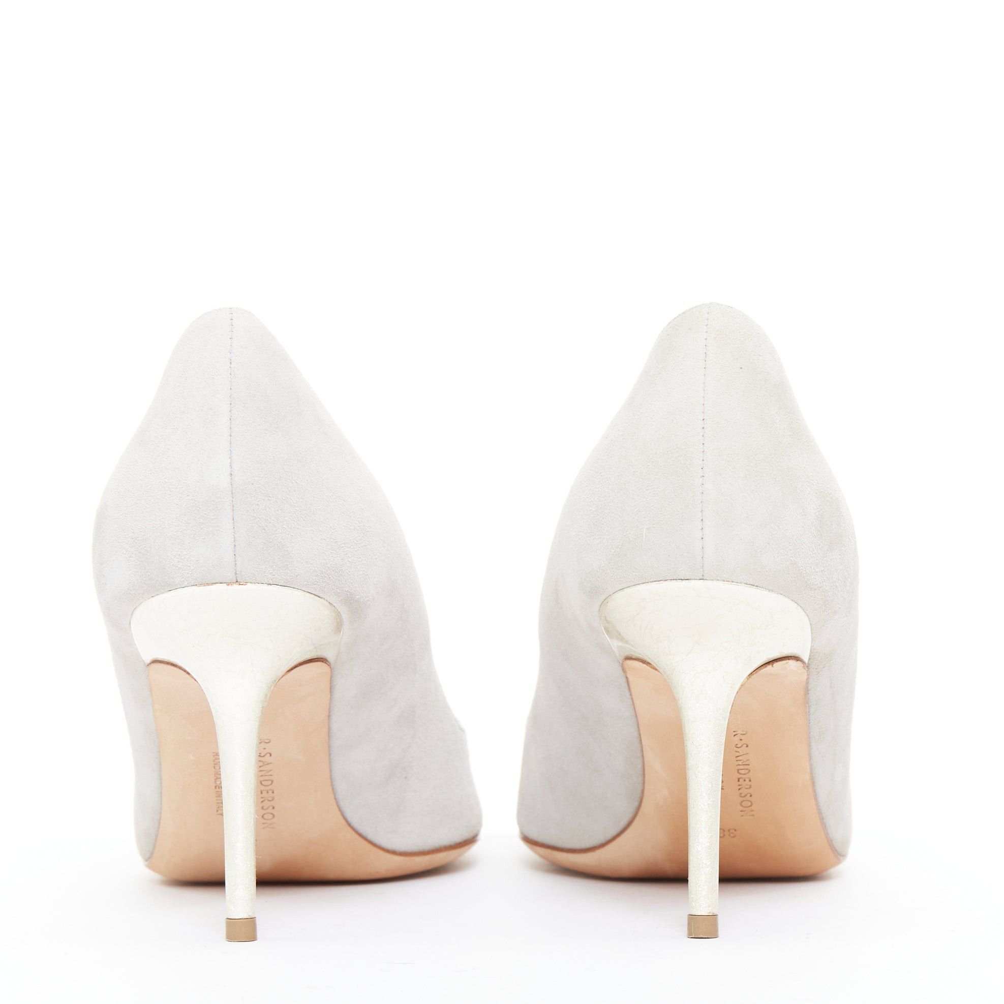 Rupert Sanderson RUPERT SANDERSON New Nada grey suede purple Arty buckle pumps EU38 Size US 8 / IT 38 - 6 Thumbnail