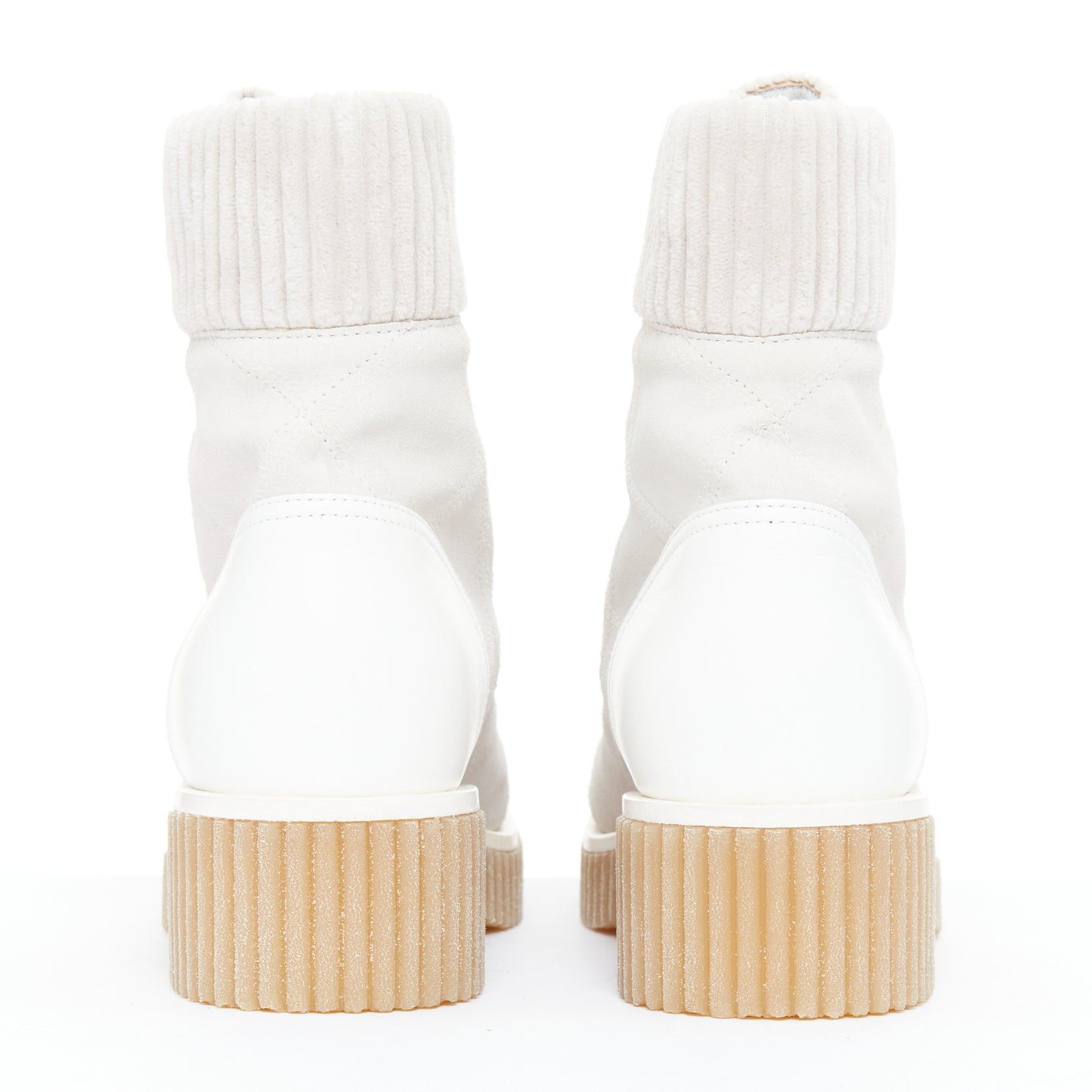 Chanel CHANEL 2020 white CC grey suede calfskin quilted combat boots EU38 Size US 8 / IT 38 - 6 Thumbnail