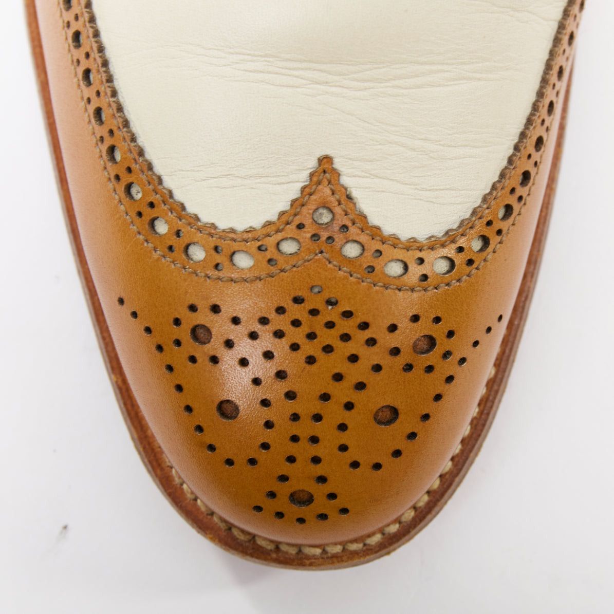 Crockett & Jones CROCKETT AND JONES Alice brown nude leather wingtip brogue oxford UK7 EU40 Size US 10 / IT 40 - 6 Thumbnail