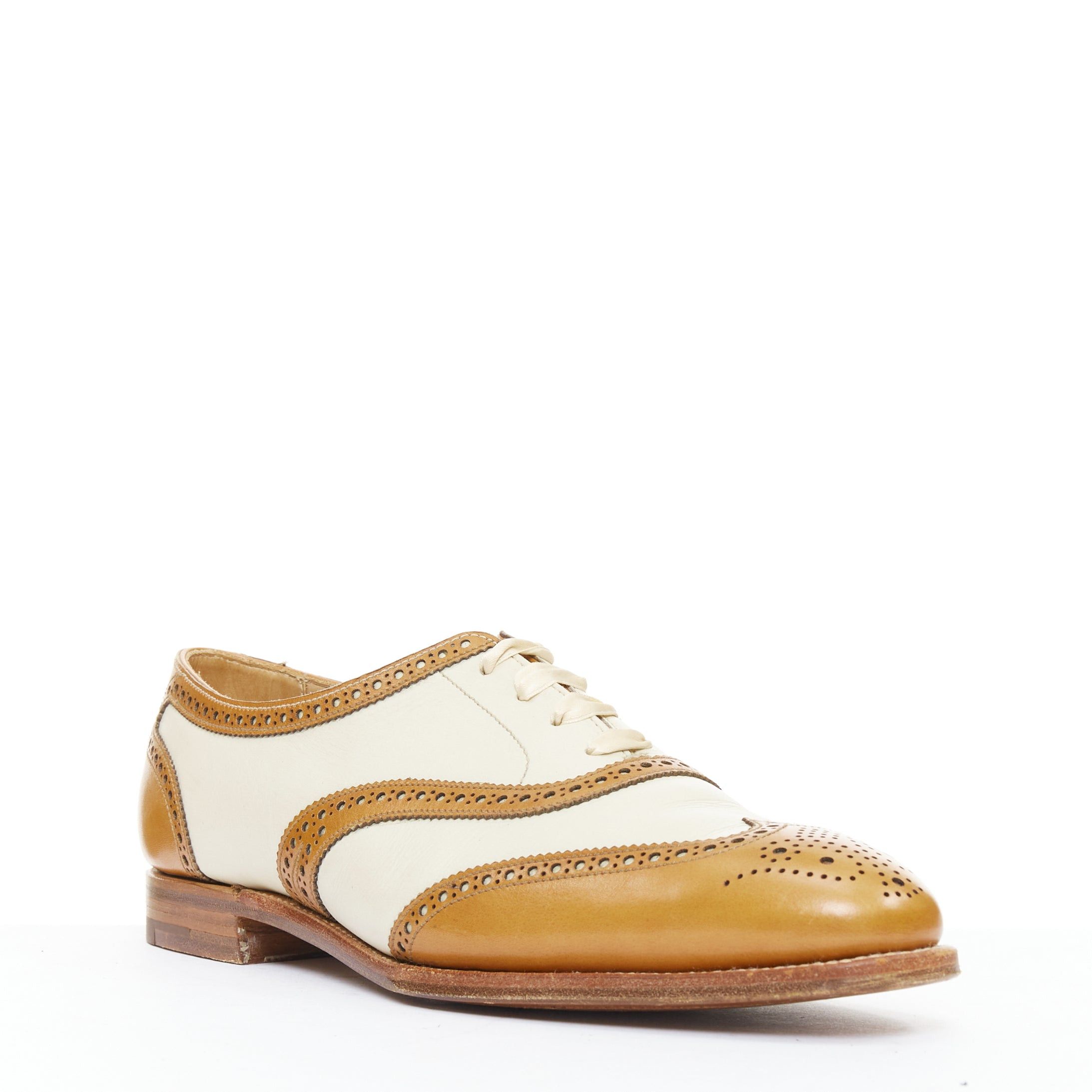 Crockett & Jones CROCKETT AND JONES Alice brown nude leather wingtip brogue oxford UK7 EU40 Size US 10 / IT 40 - 2 Thumbnail