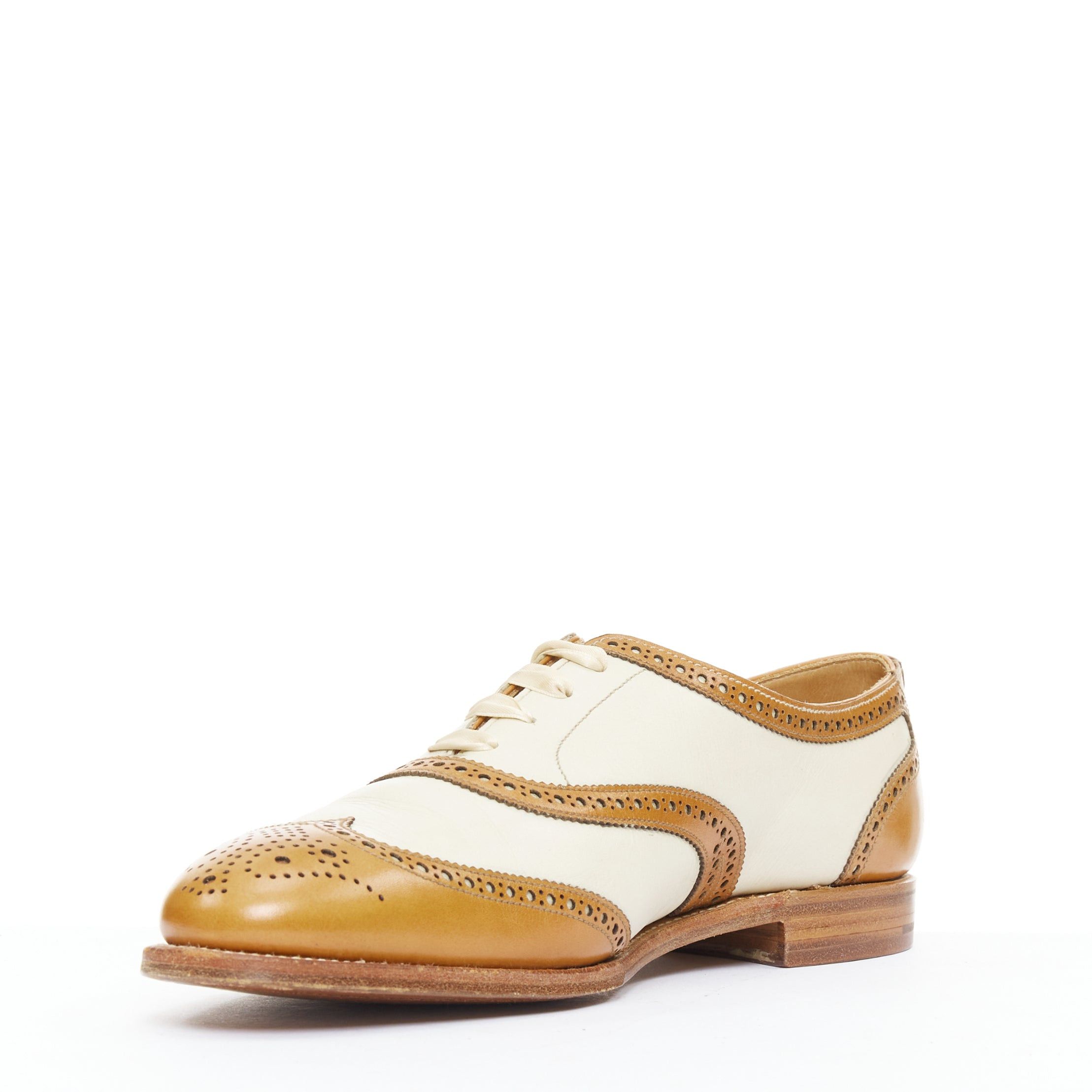 Crockett & Jones CROCKETT AND JONES Alice brown nude leather wingtip brogue oxford UK7 EU40 Size US 10 / IT 40 - 4 Thumbnail