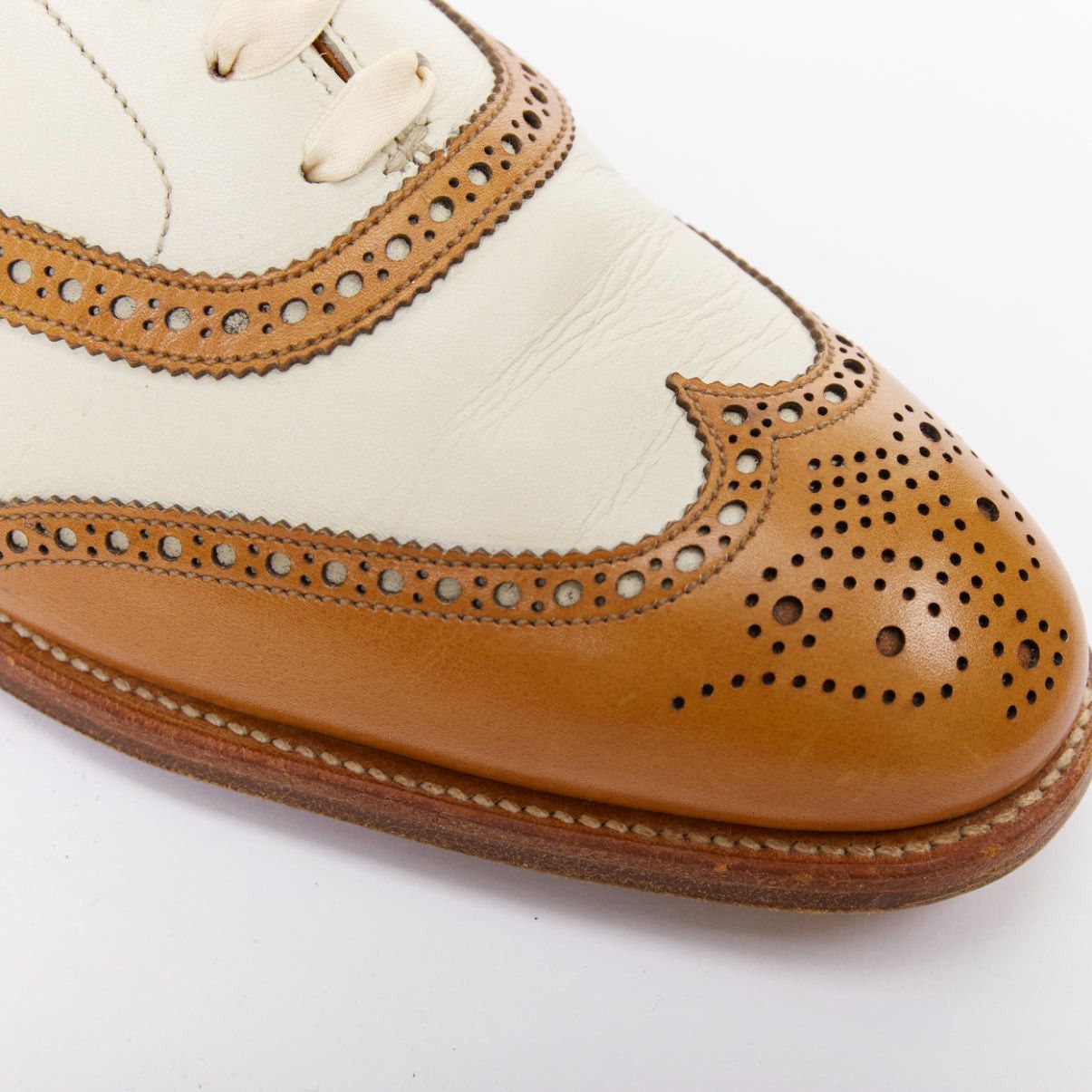 Crockett & Jones CROCKETT AND JONES Alice brown nude leather wingtip brogue oxford UK7 EU40 Size US 10 / IT 40 - 7 Thumbnail