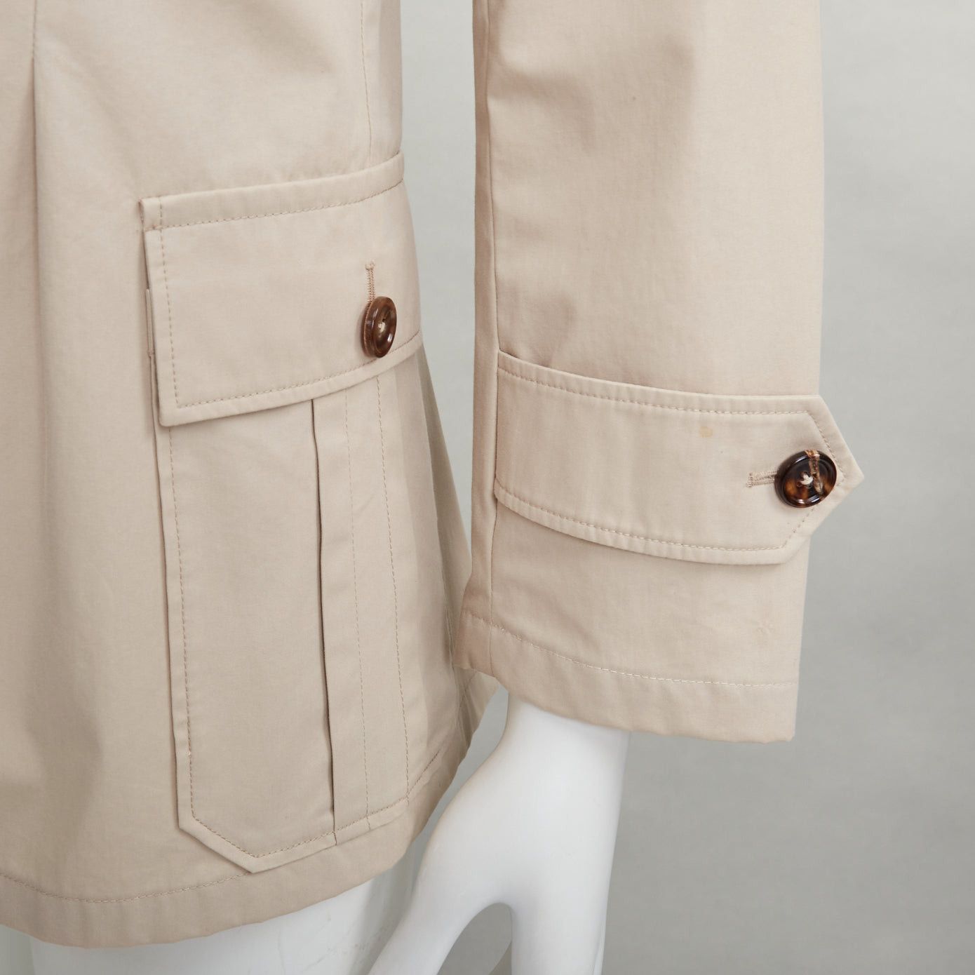 DOLCE GABBANA beige cotton brown horn buttons pockets field jacket IT44 XS