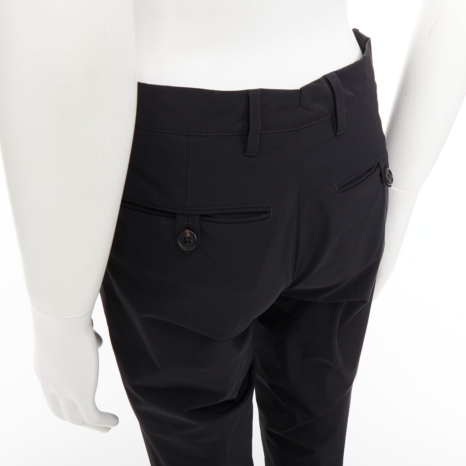 Prada PRADA 2019 black shiny nylon mid waisted tapered dress cropped pants IT44 XS Size US 26 / EU 42 - 7 Thumbnail