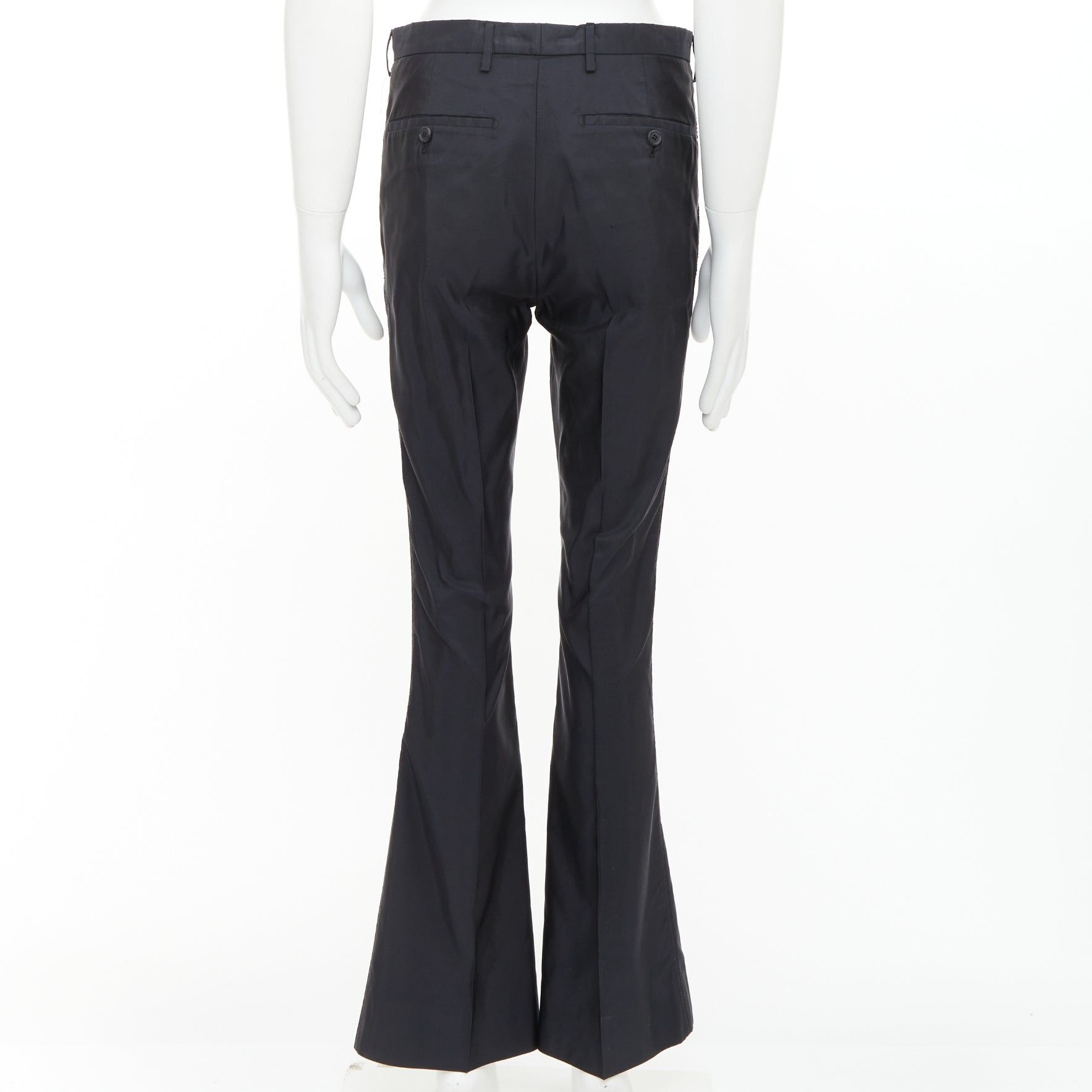 Prada PRADA black shiny nylon mid waisted flare boot cut crop trousers IT46 S Size US 28 / EU 44 - 5 Thumbnail