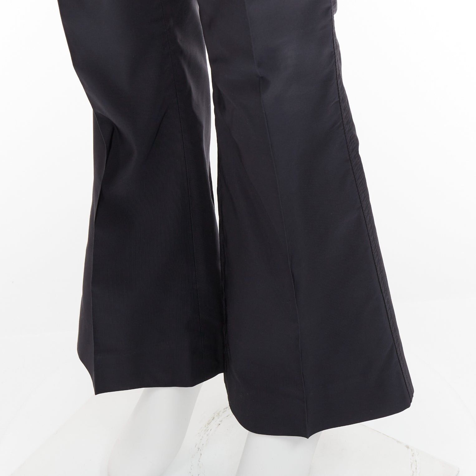 Prada PRADA black shiny nylon mid waisted flare boot cut crop trousers IT46 S Size US 28 / EU 44 - 2 Thumbnail