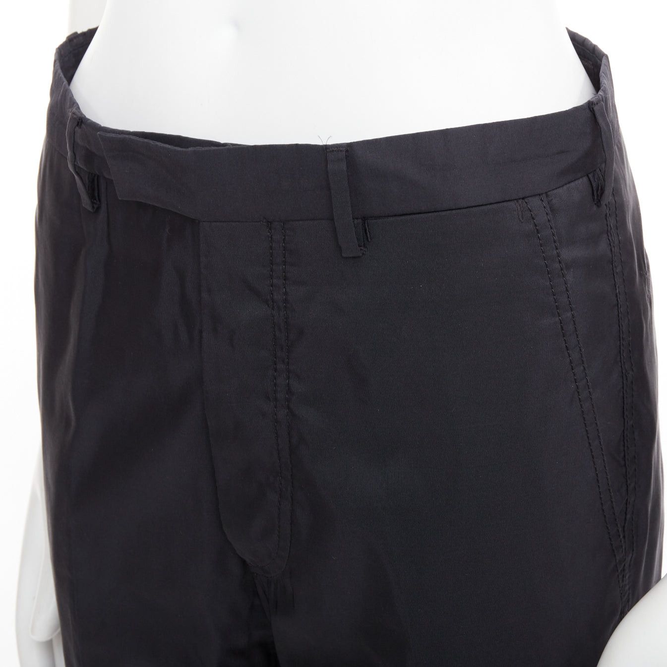 Prada PRADA black shiny nylon mid waisted flare boot cut crop trousers IT46 S Size US 28 / EU 44 - 7 Thumbnail