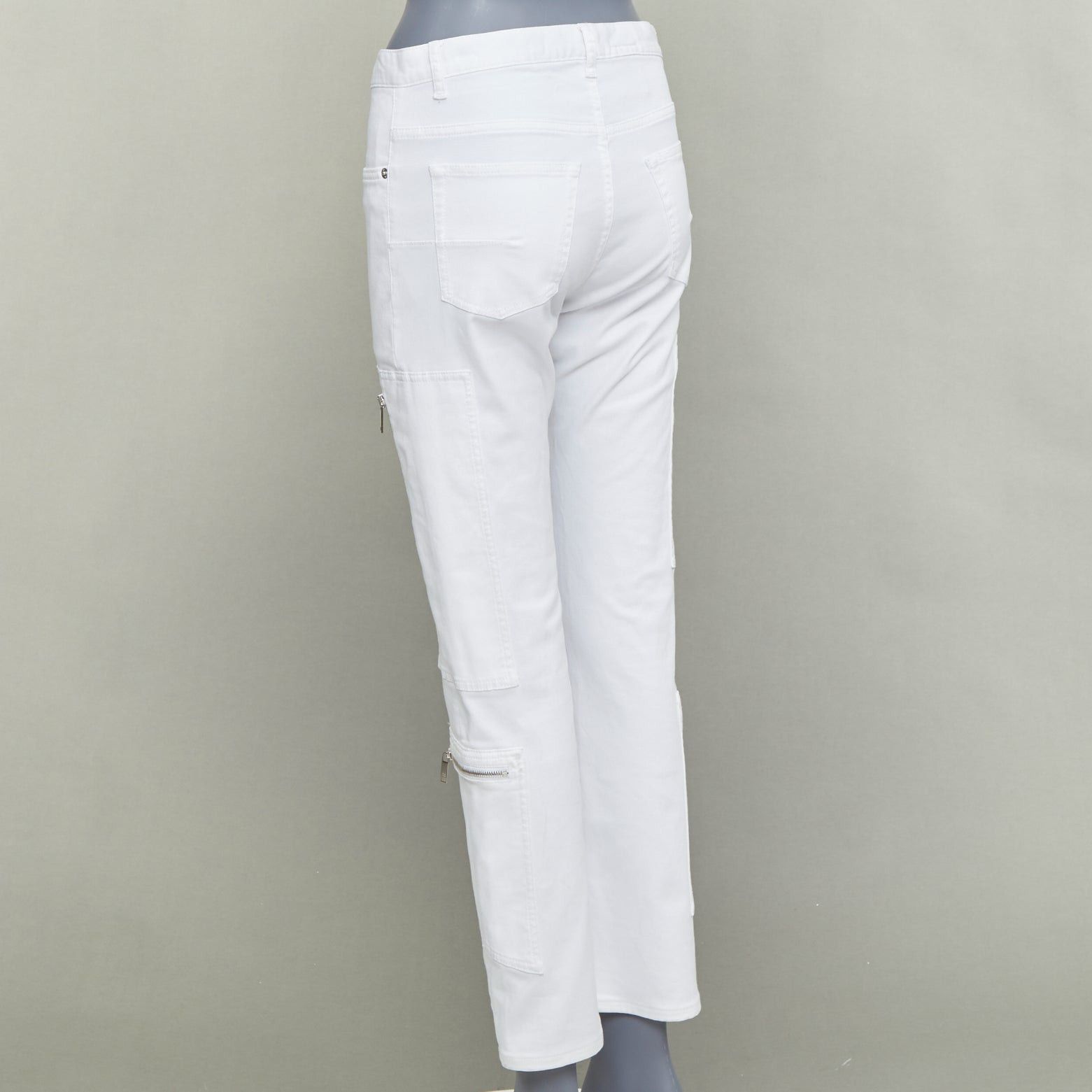 Dior DIOR HOMME white cotton blend silver zip cargo pockets straight jeans 29" Size US 29 - 6 Thumbnail